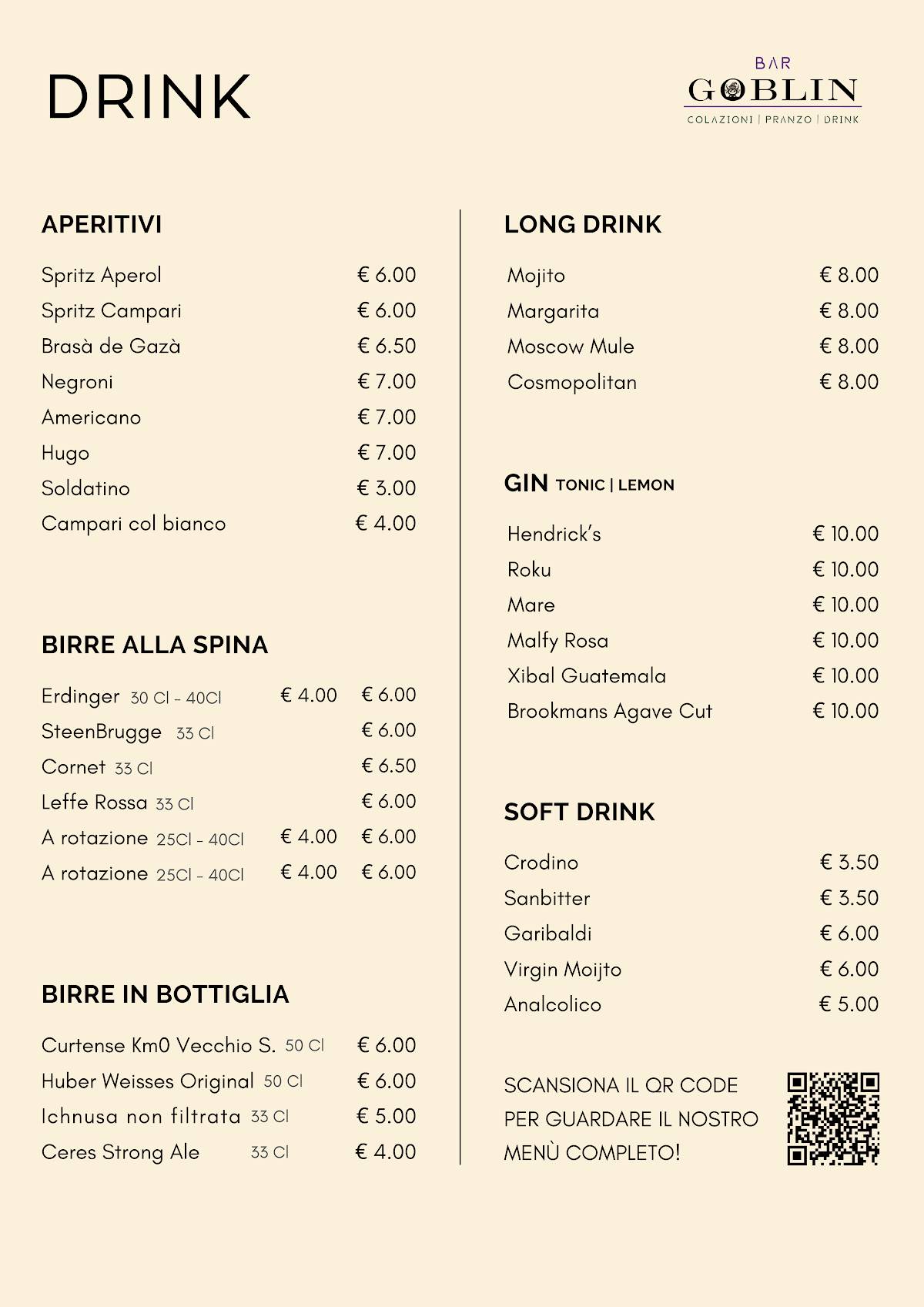 Menu di Bar Goblin 