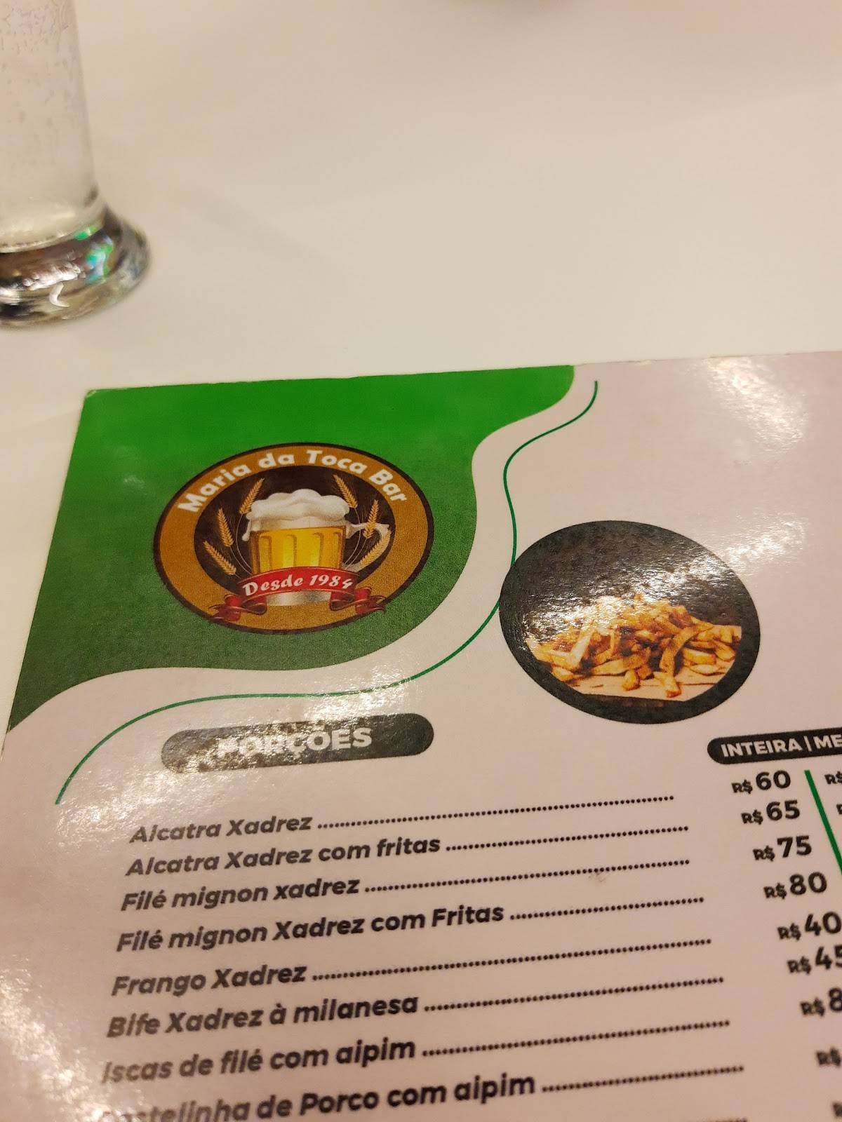 Bar Maria da Toca cardápio