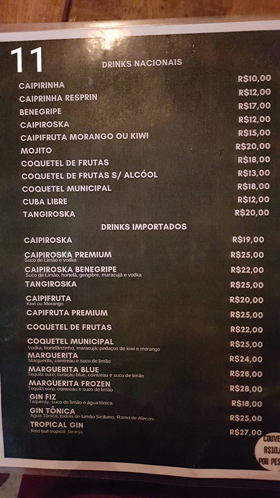 Bar Municipal cardápio
