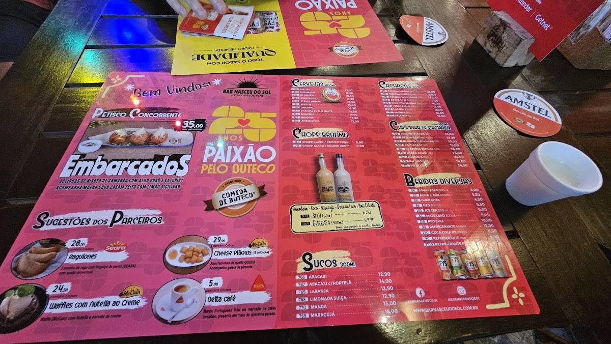 Bar Nasceu do Sol cardápio