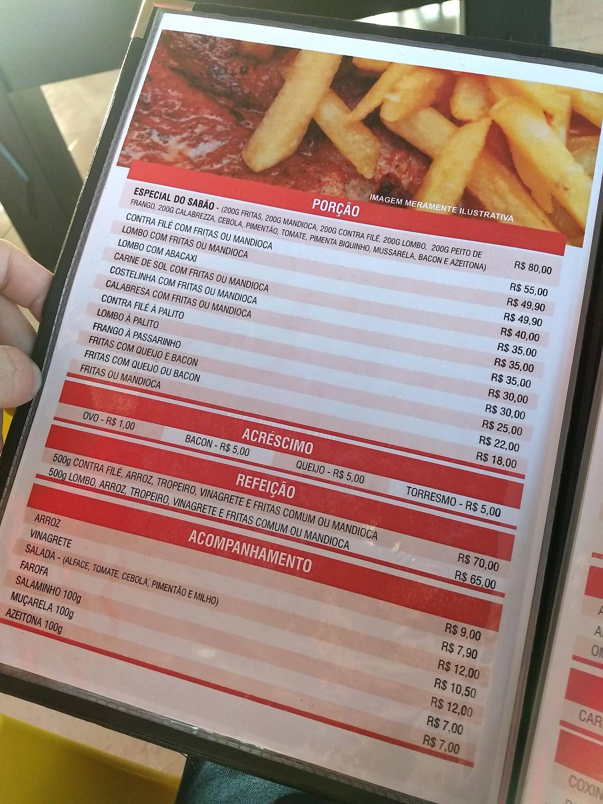 Bar do Sabão cardápio