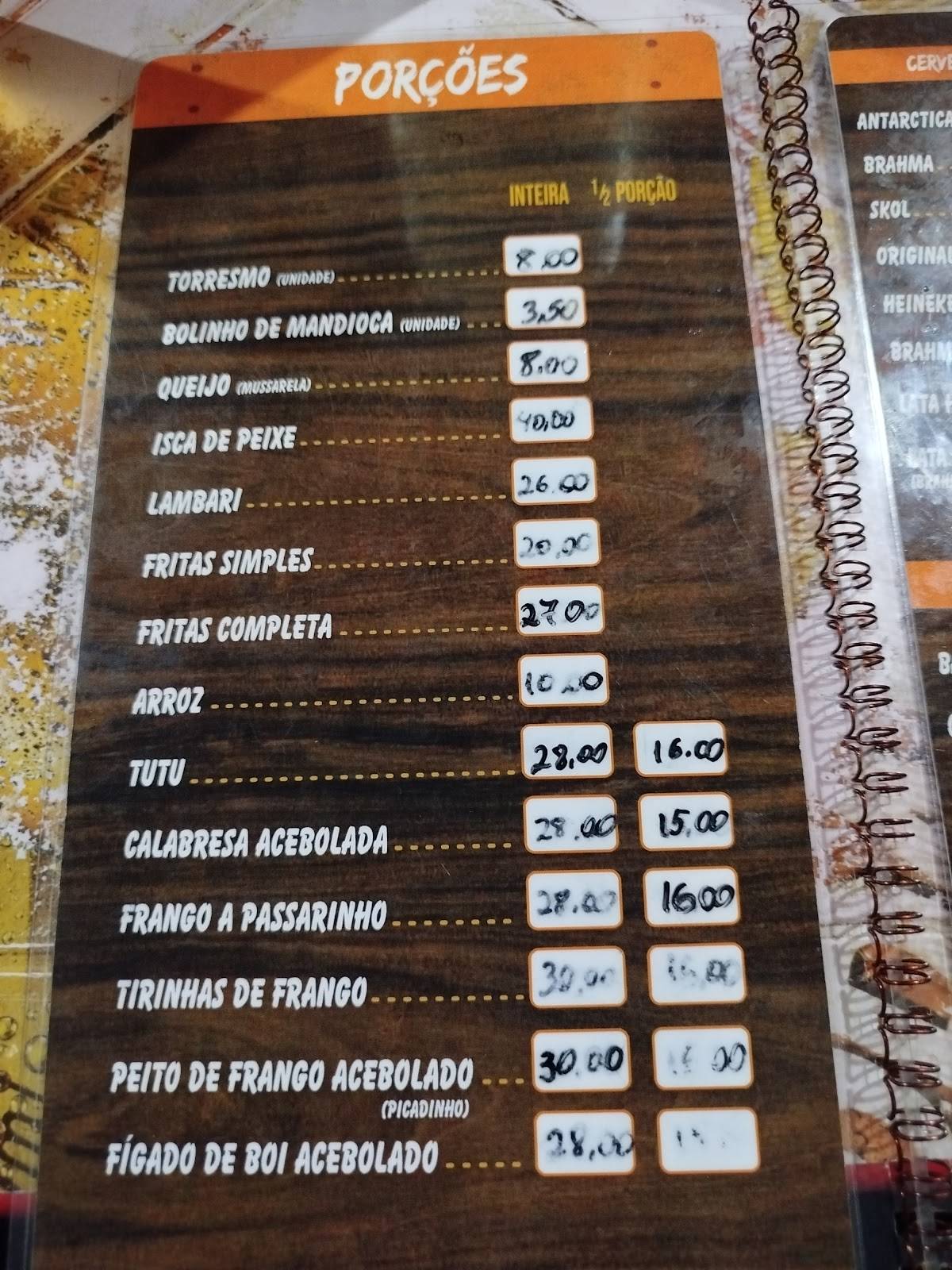 Bar do Vitinho cardápio