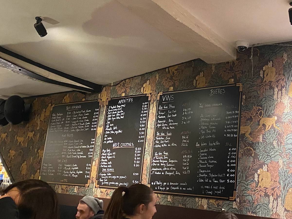 Menu de Bar du Champ Jacquet