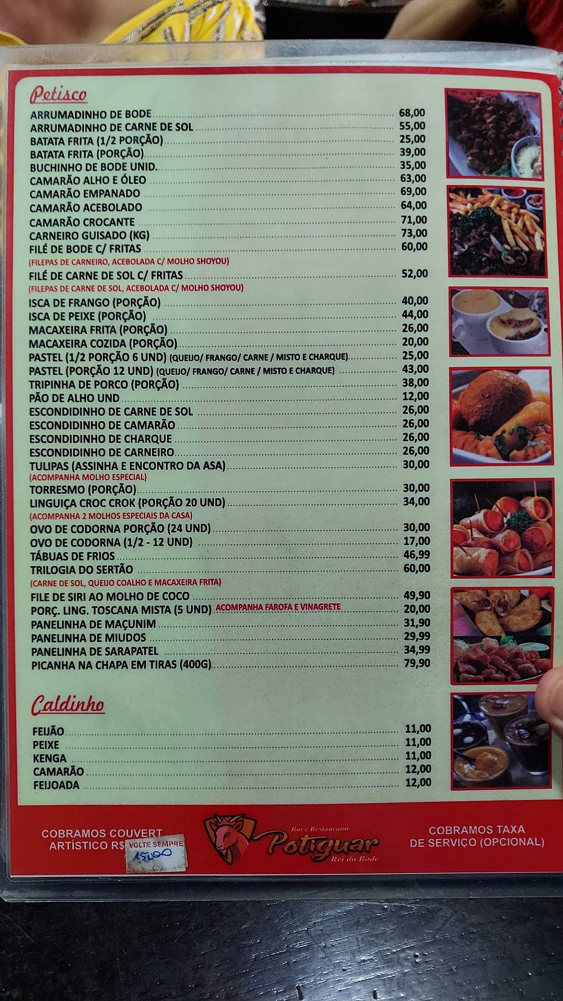 Bar e Restaurante Potiguar cardápio
