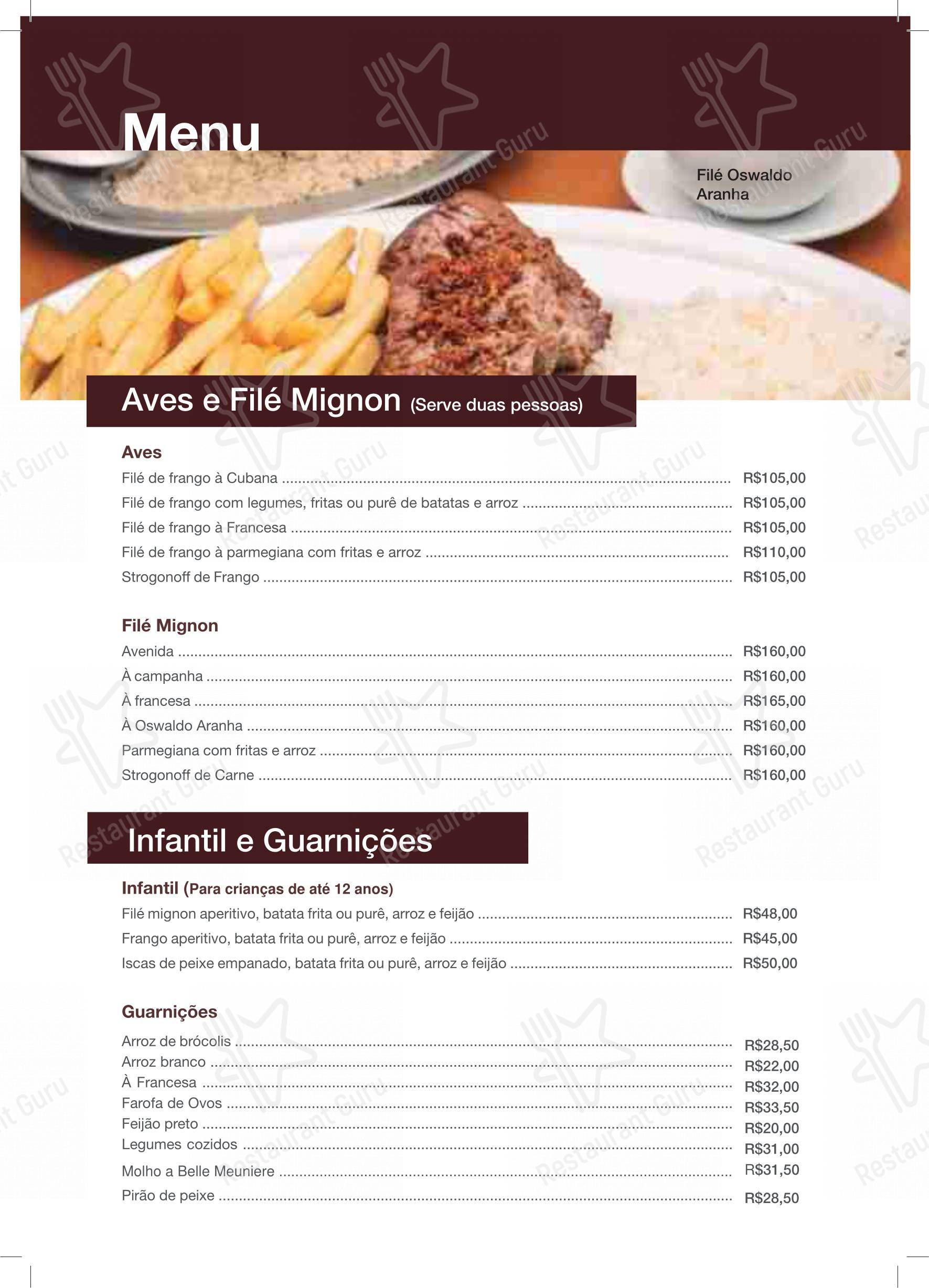 Bar Urca em Rio de Janeiro - Menu