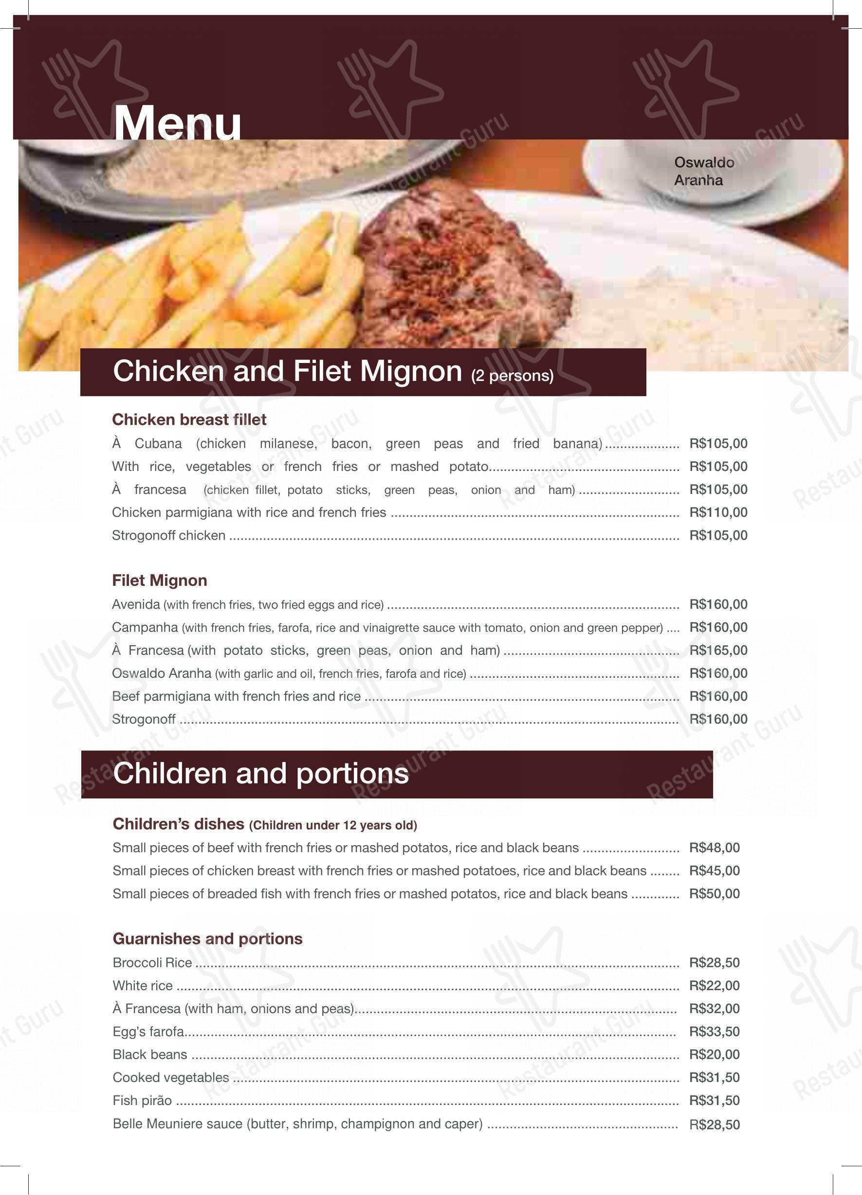 Bar Urca - Menu bar