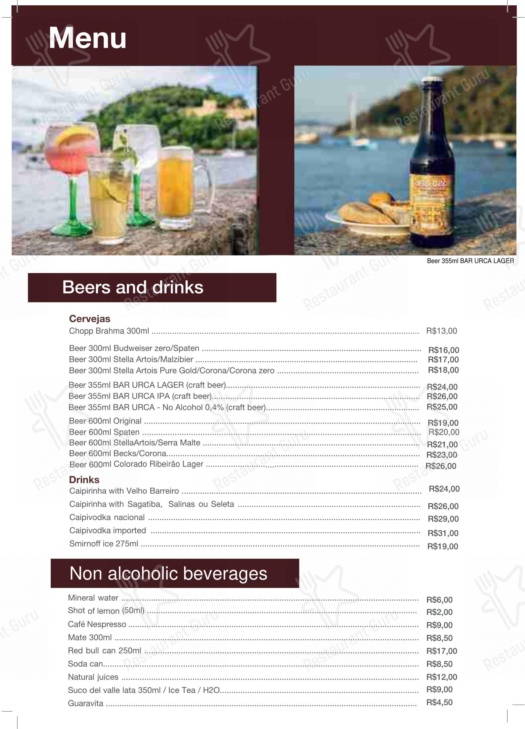 Bar Urca em Rio de Janeiro - Menu bar