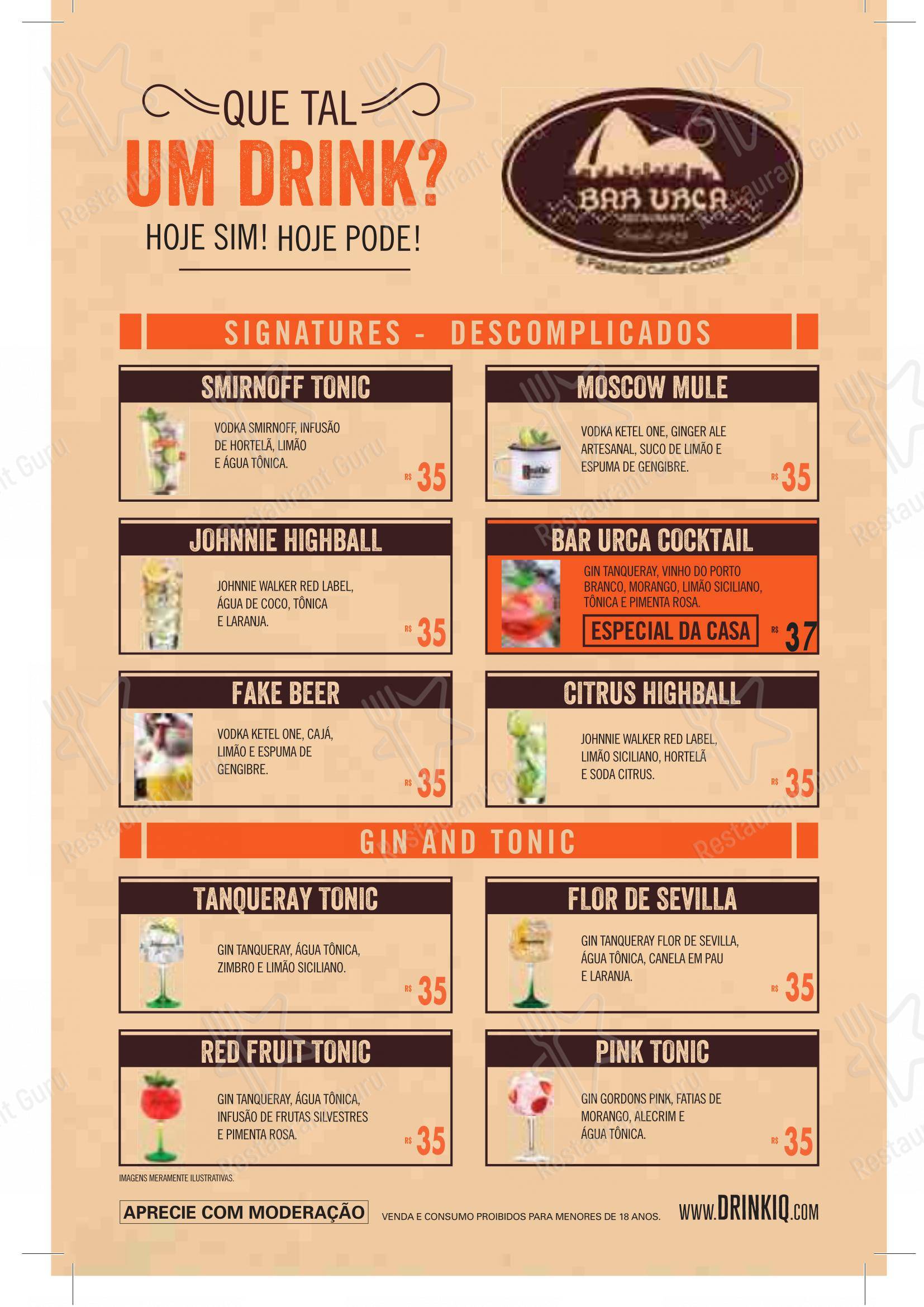 Menu para Bar Urca pub & bar