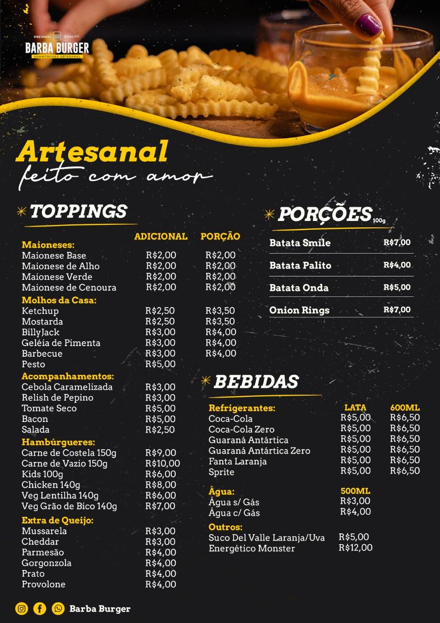 Barba Burger cardápio