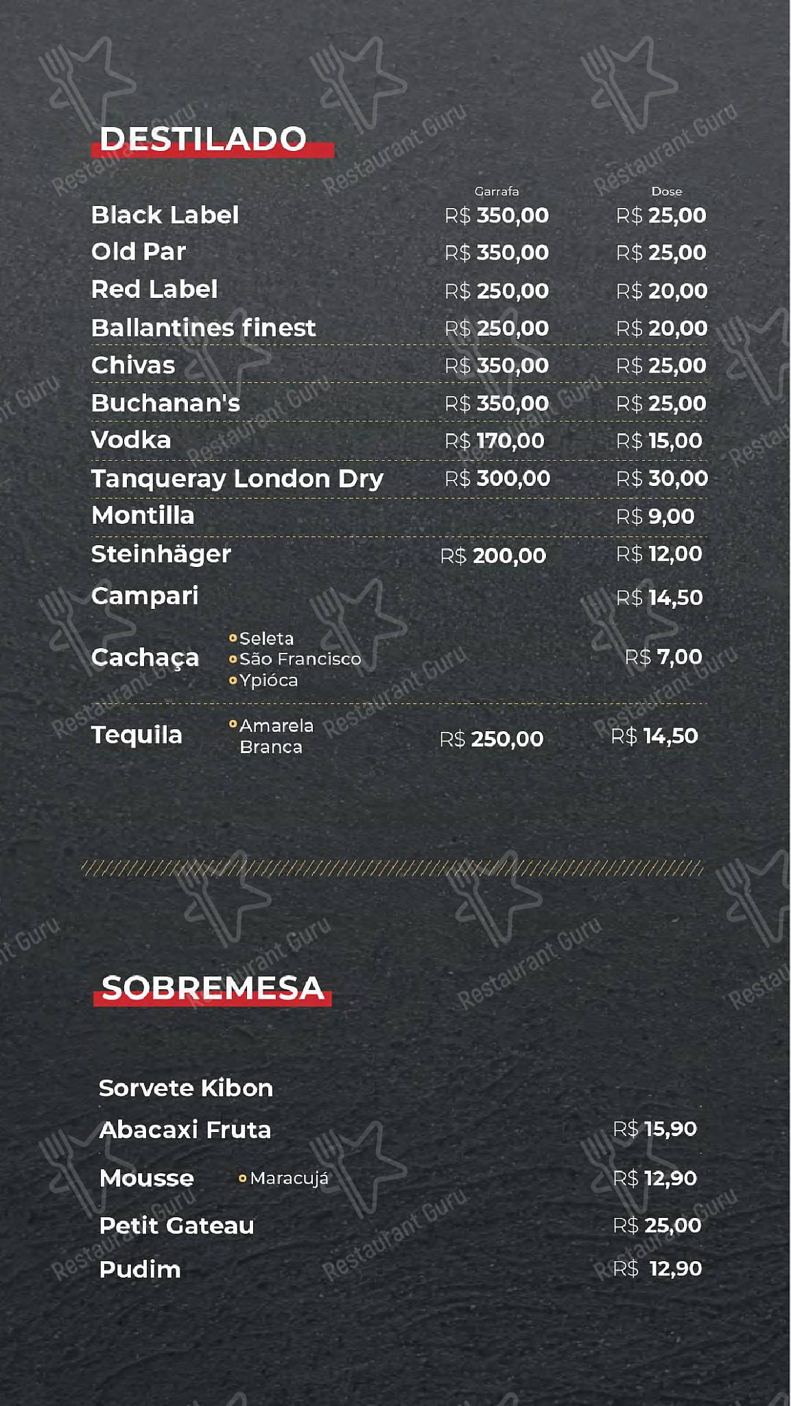 Barbosa Ribs Cuiabá menu - pratos e drinques