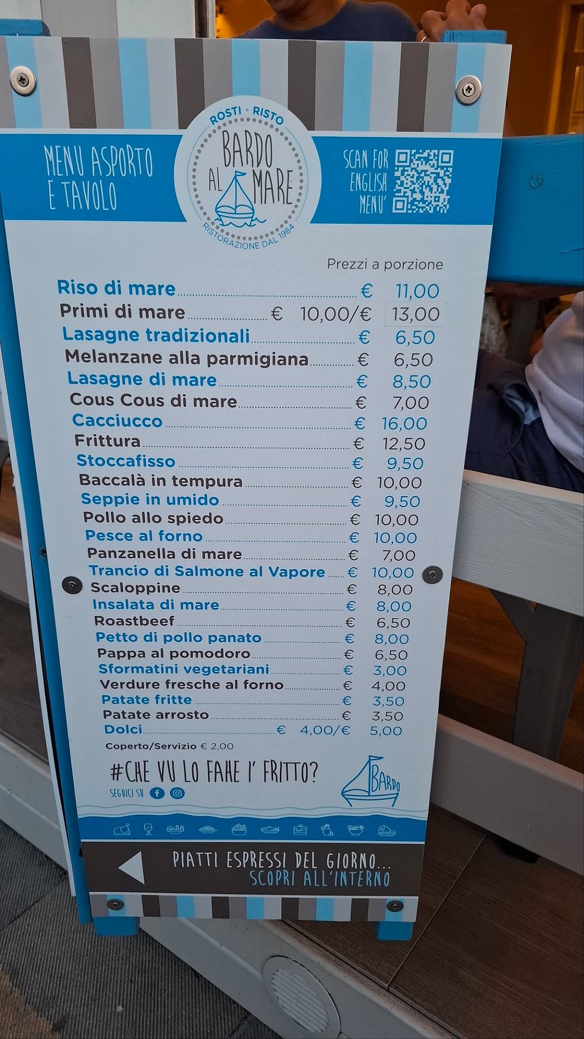Menu de Bardo al mare Risto-Rosti