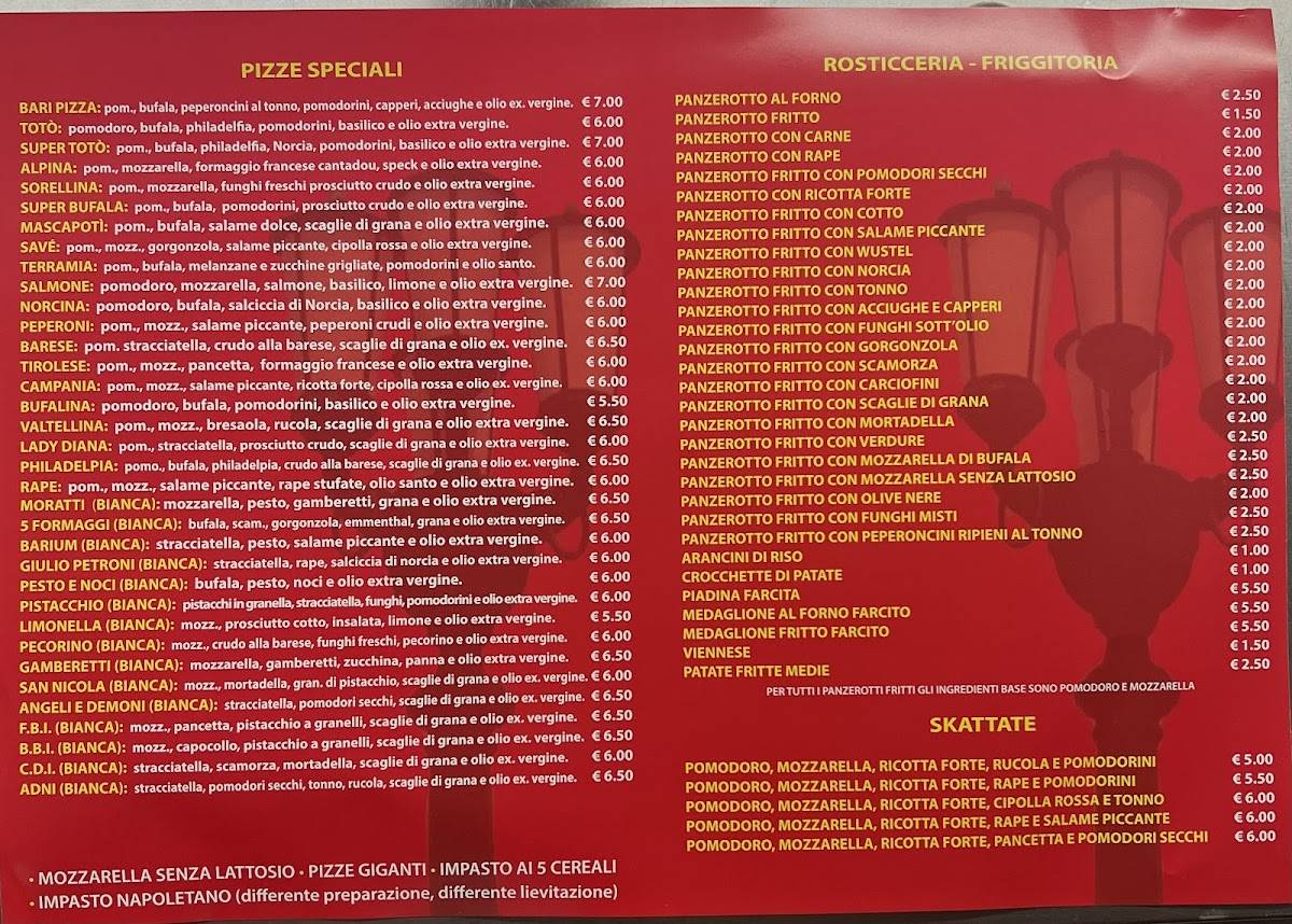 Menu di Baripizza 