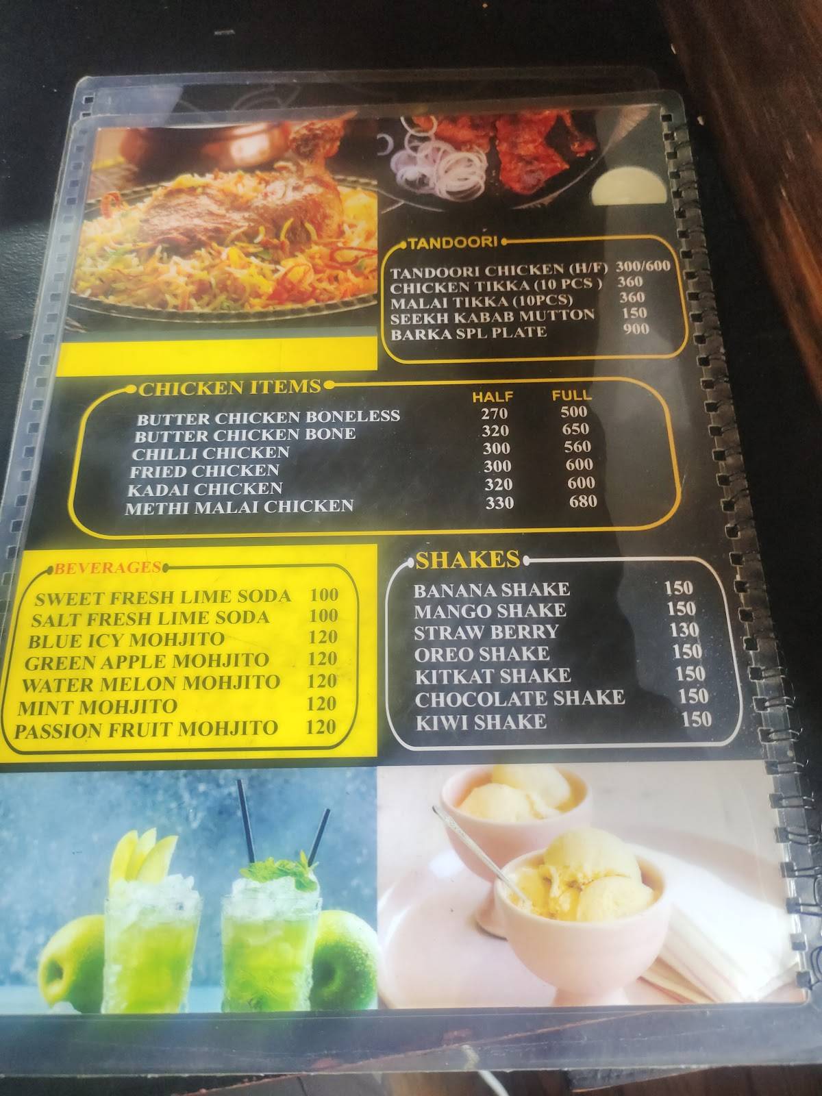 Barka cafe menu