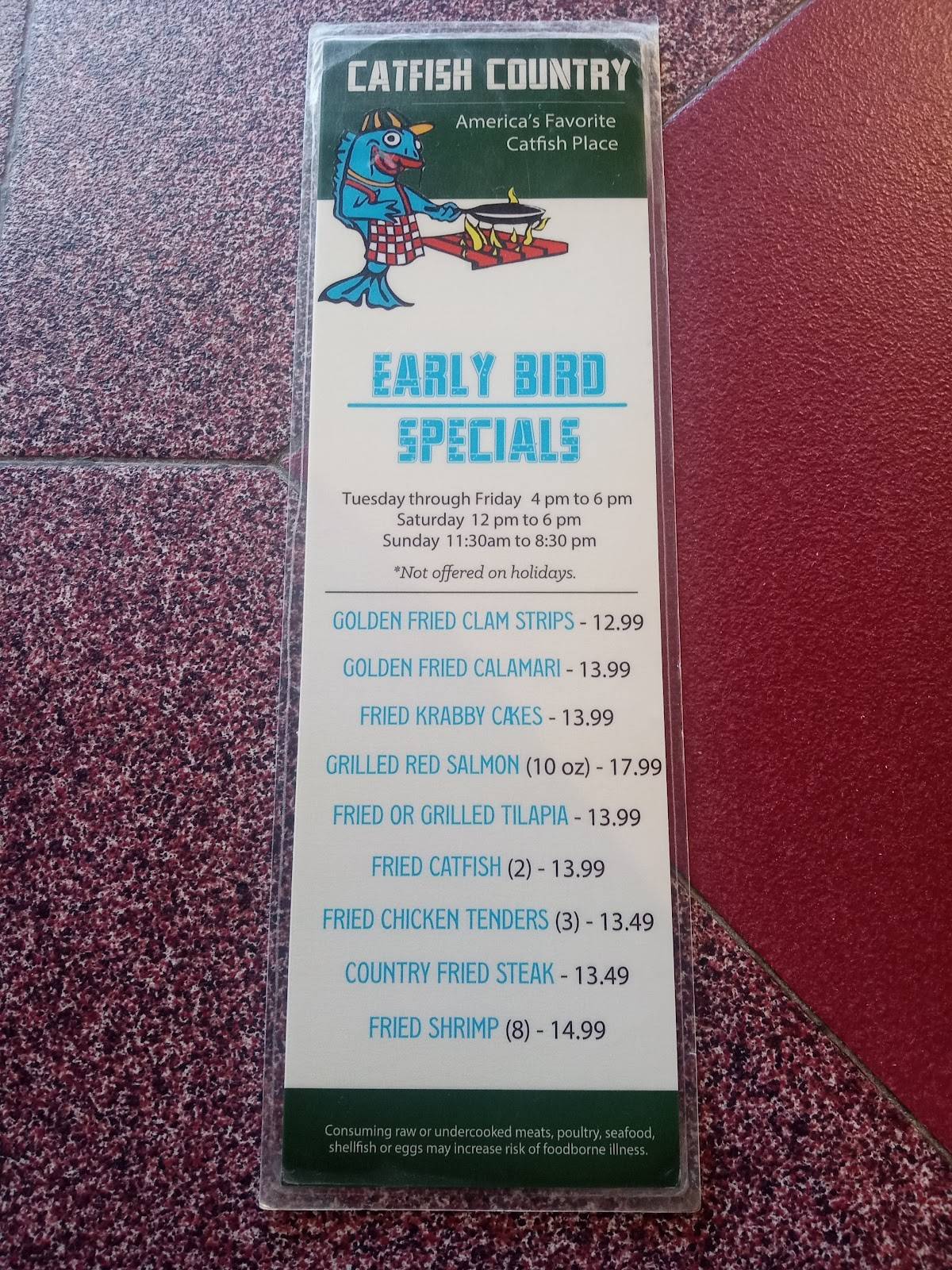 Menu at Catfish Country Restaurant, Bartow