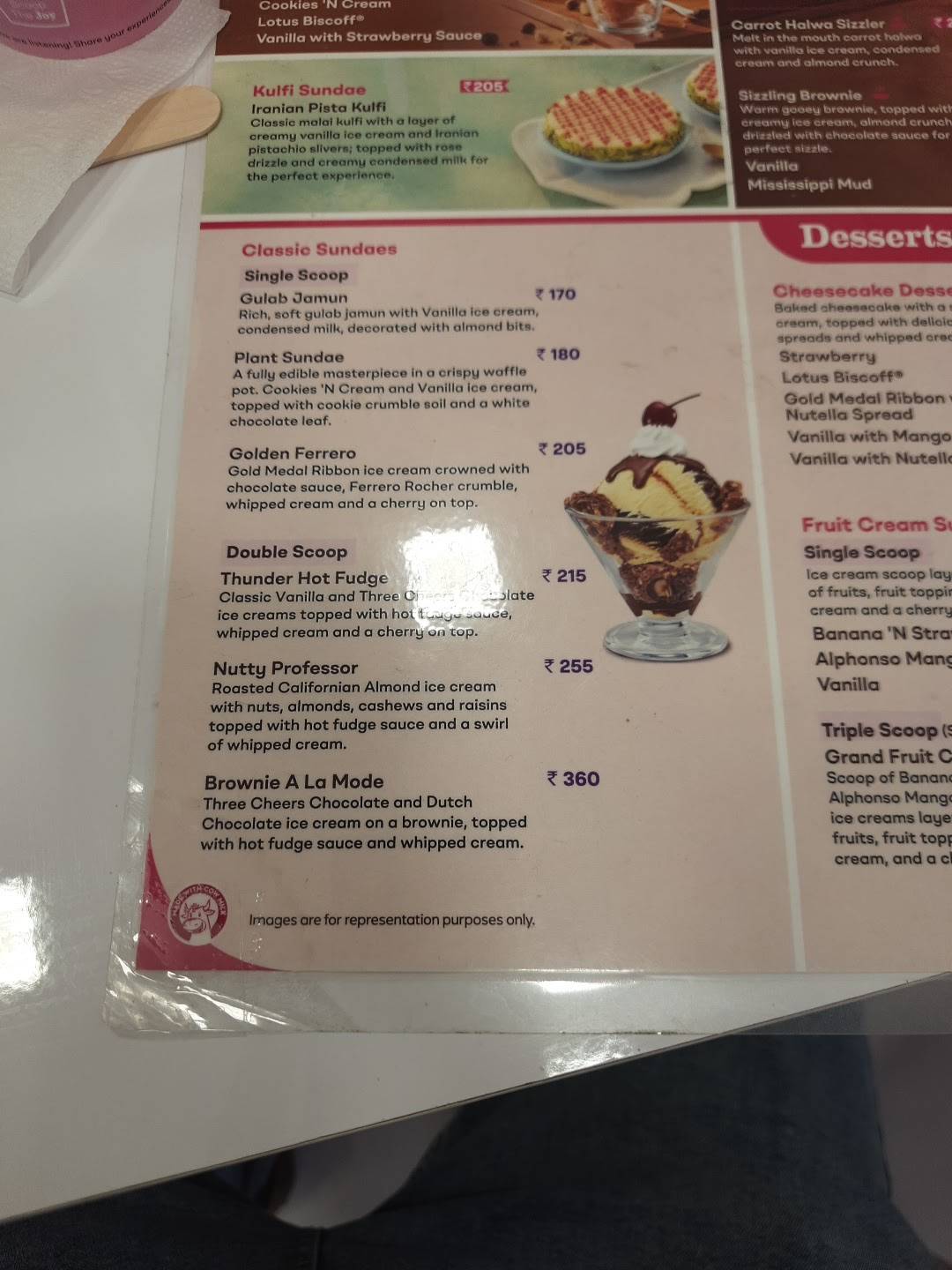 Baskin Robbins KK Road menu