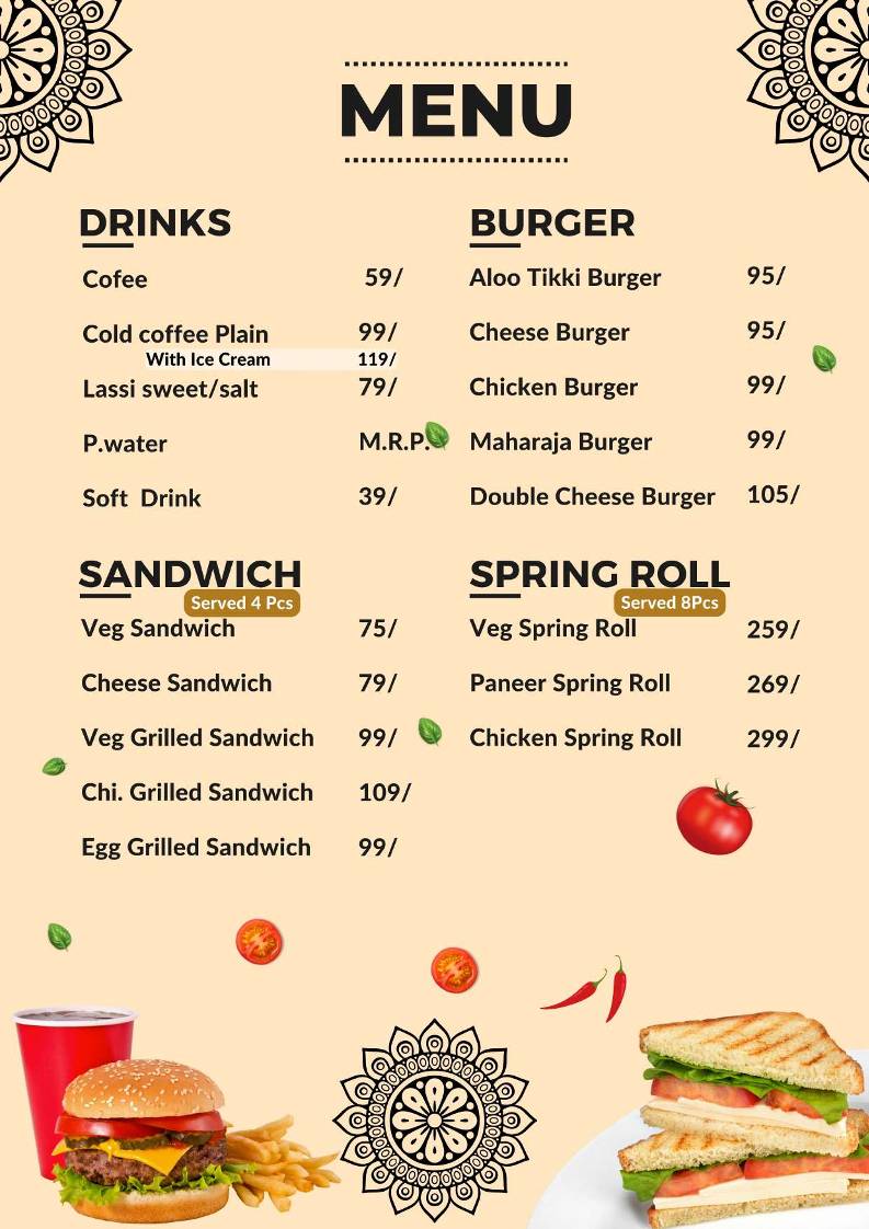 Boons menu
