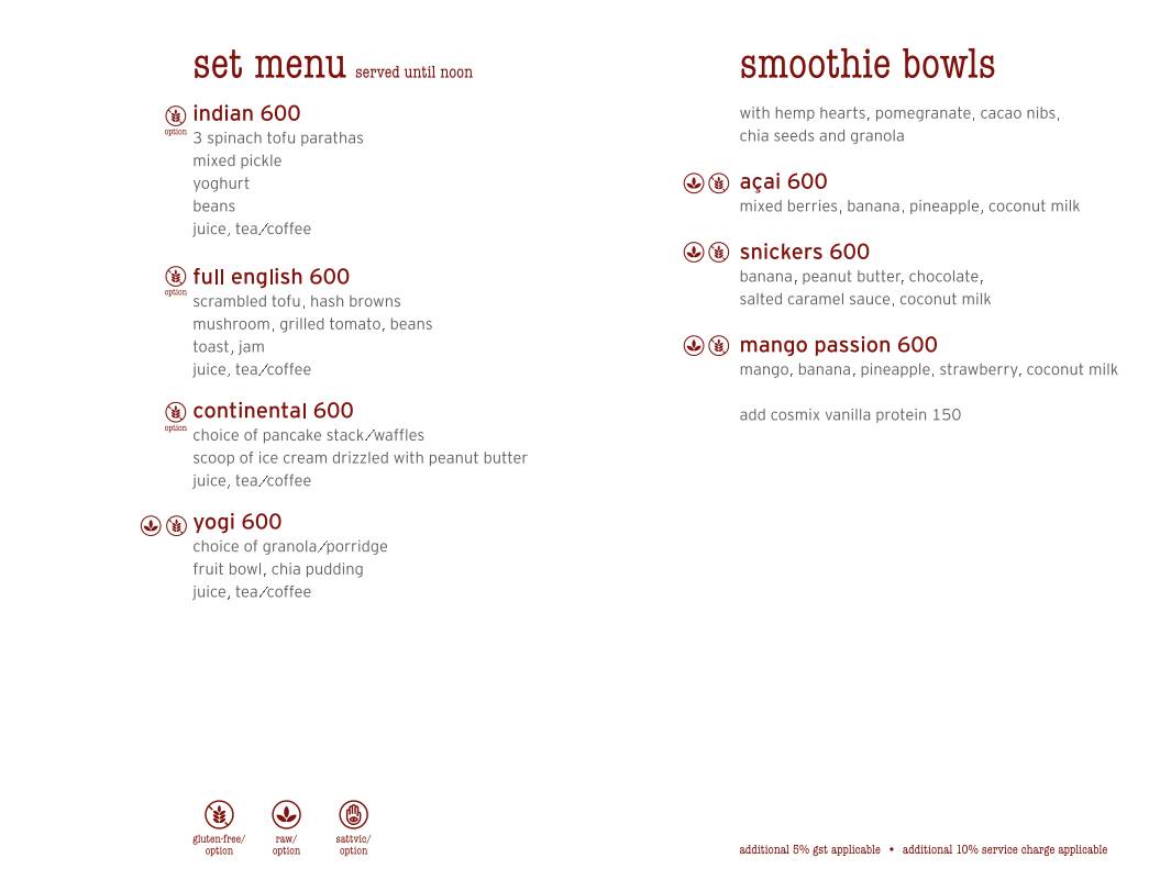 Bean Me Up menu