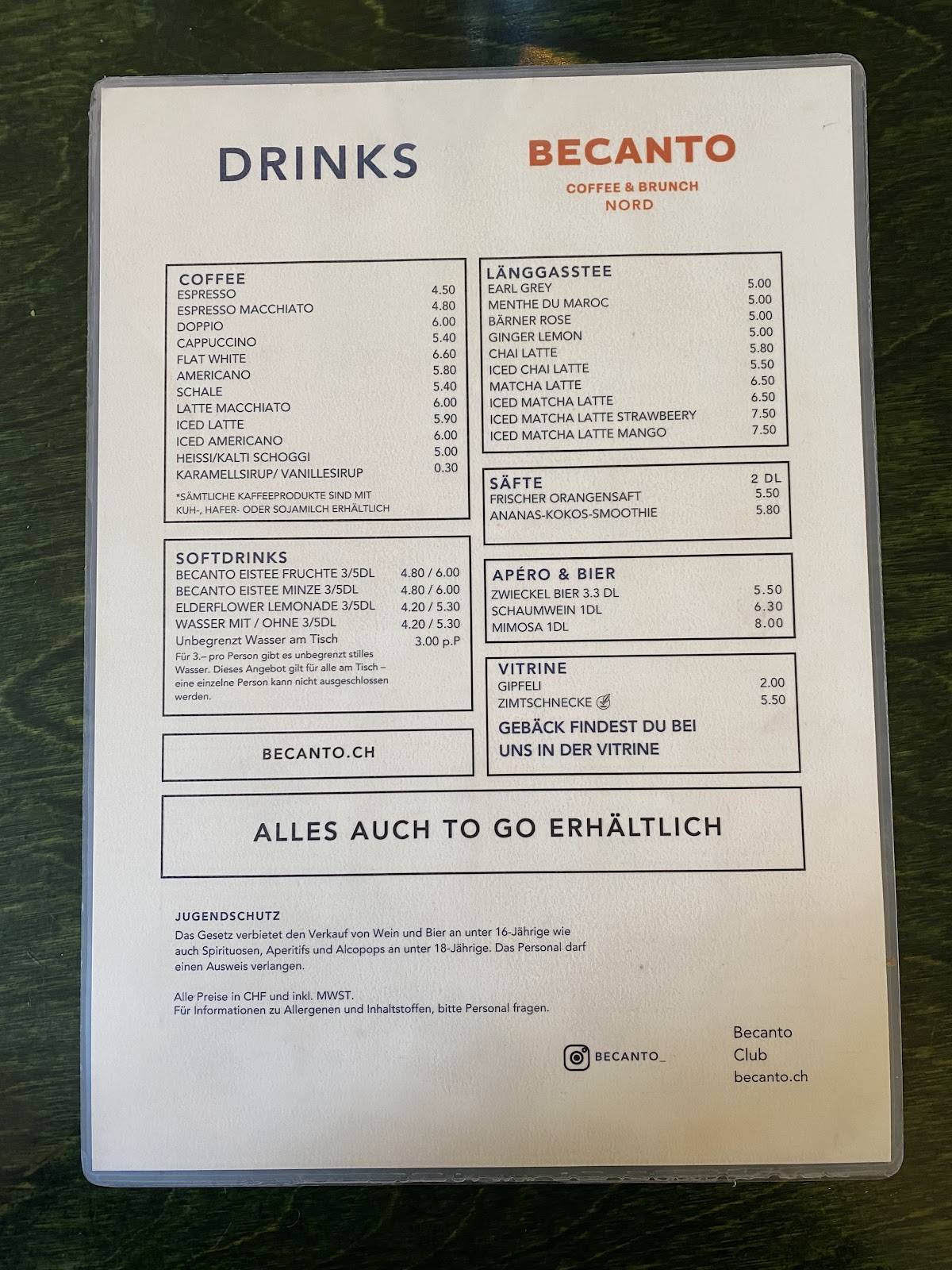 Menu de Becanto Coffee & Brunch Nord