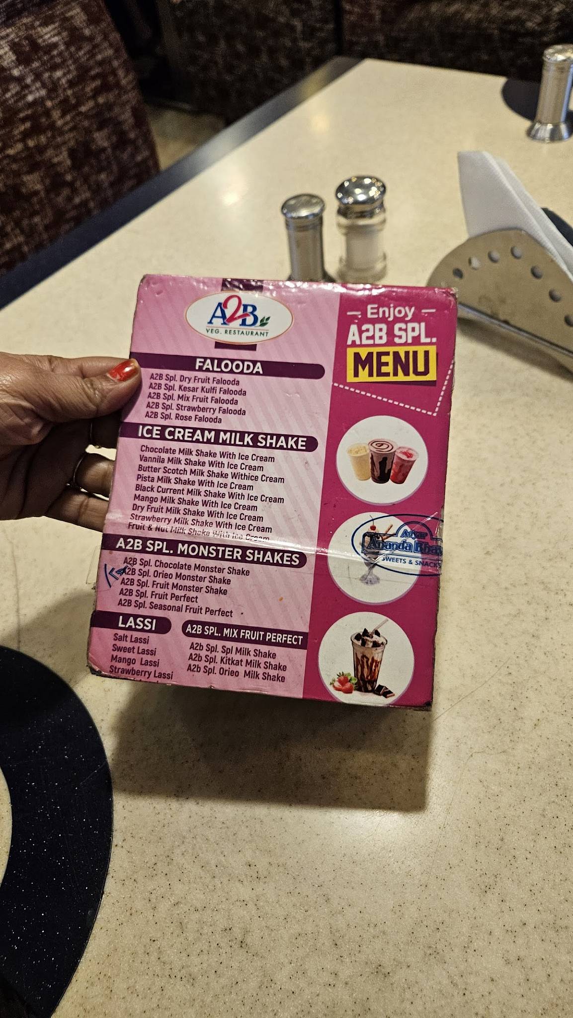 Adyar Ananda Bhavan - A2B menu