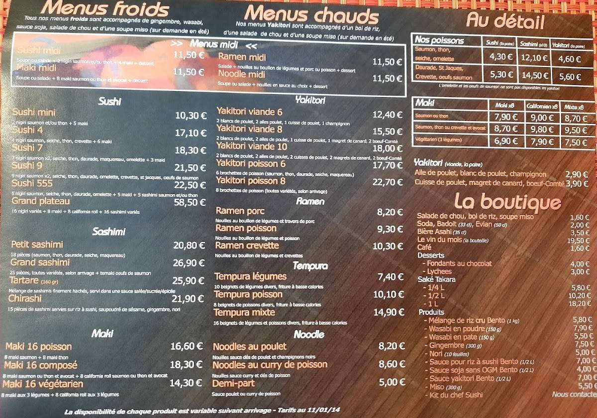 Menu de Bento Sushi Christophe