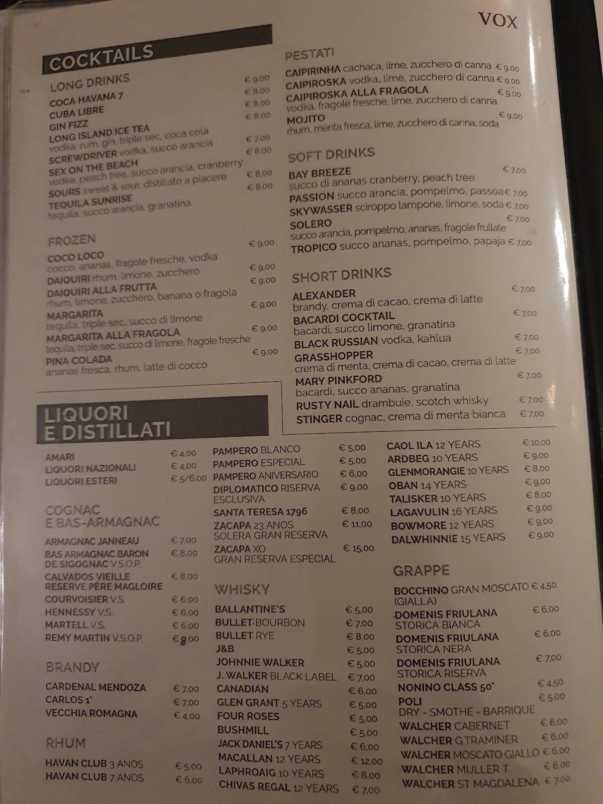 Menu di Vox 