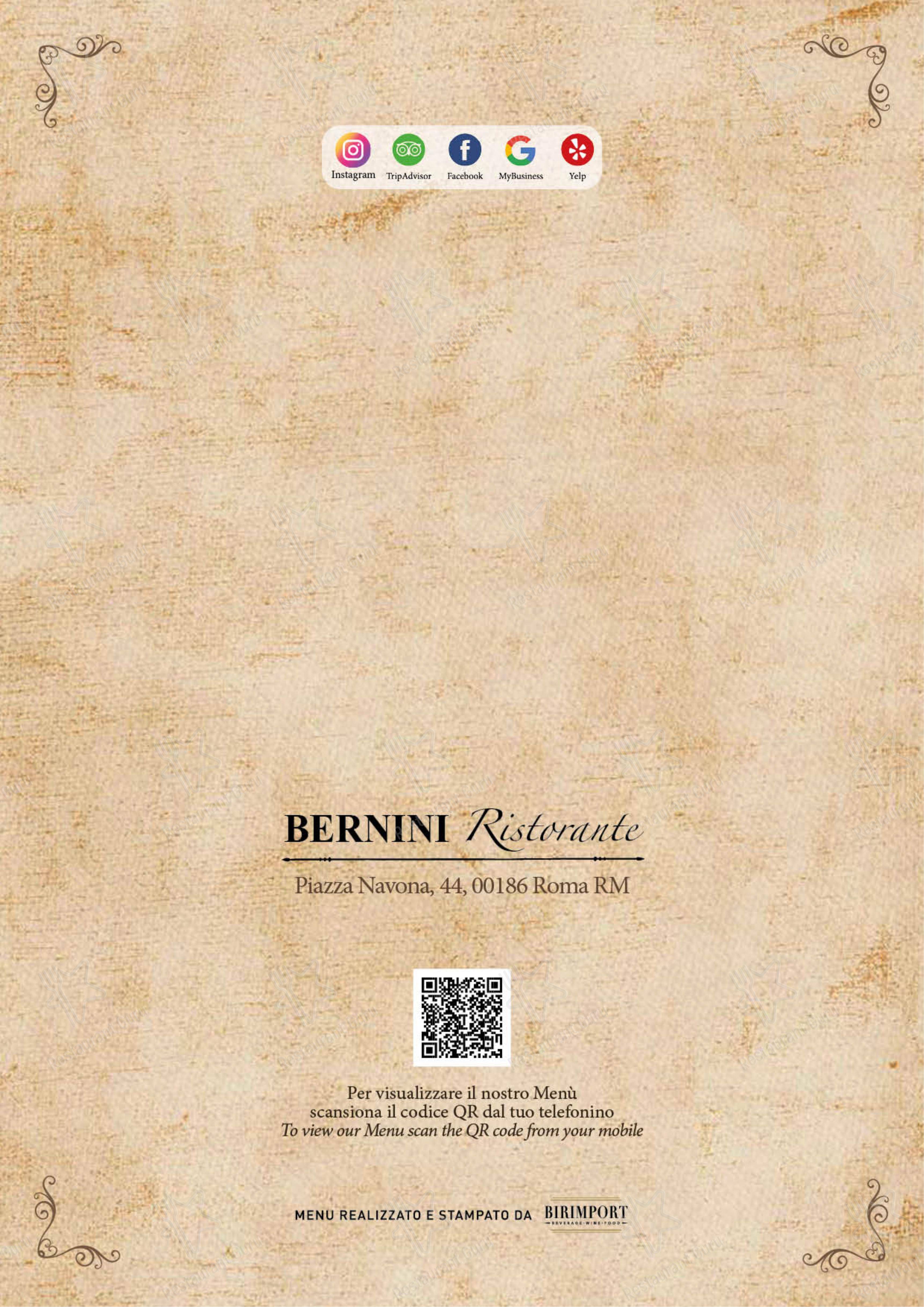 Menu per Bernini Ristorante in Roma