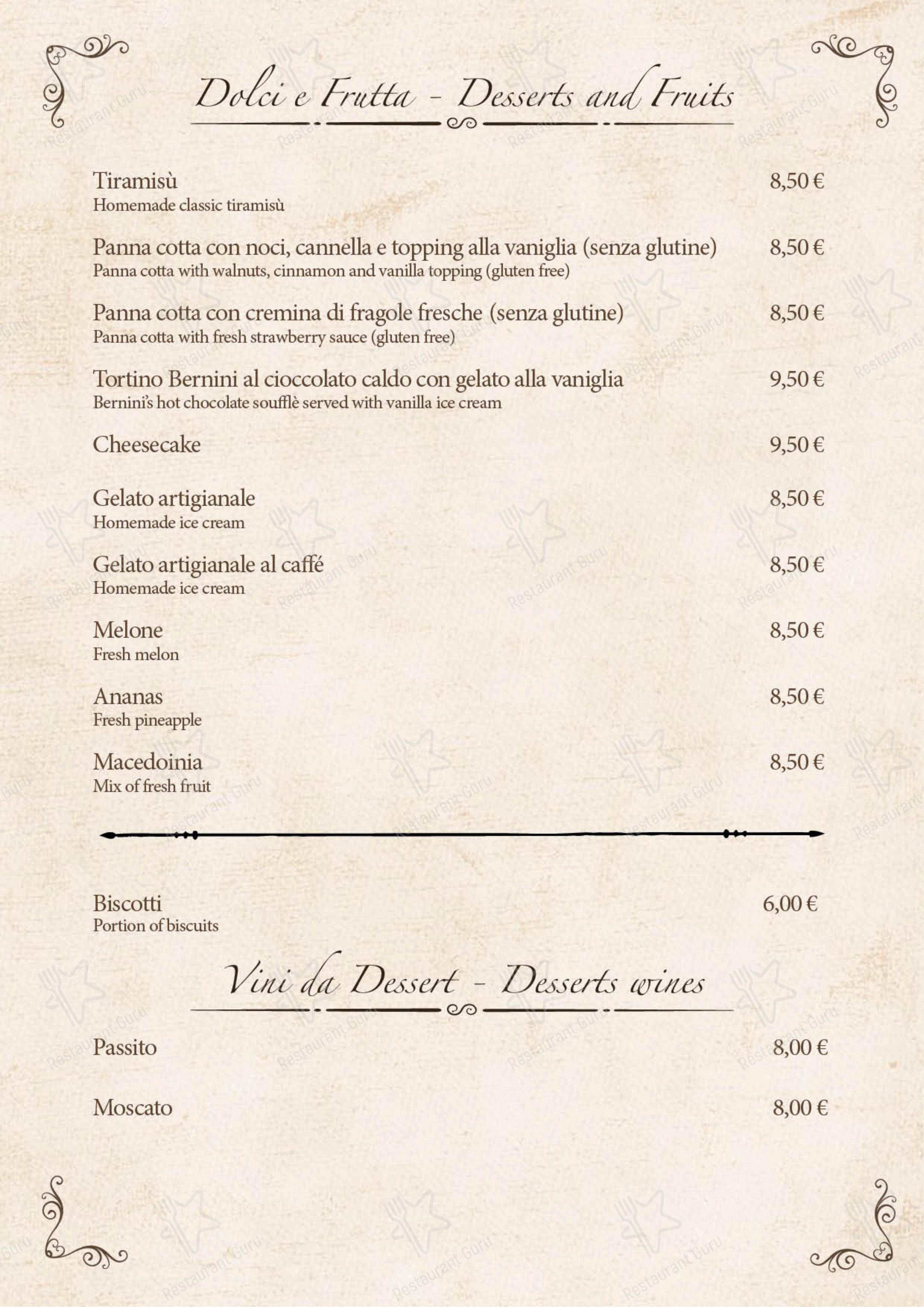 Menu di Bernini Ristorante - Menu