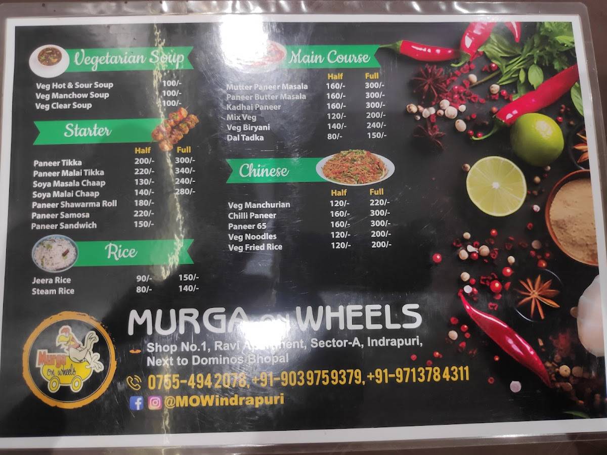 Murga On Wheels Indrapuri menu