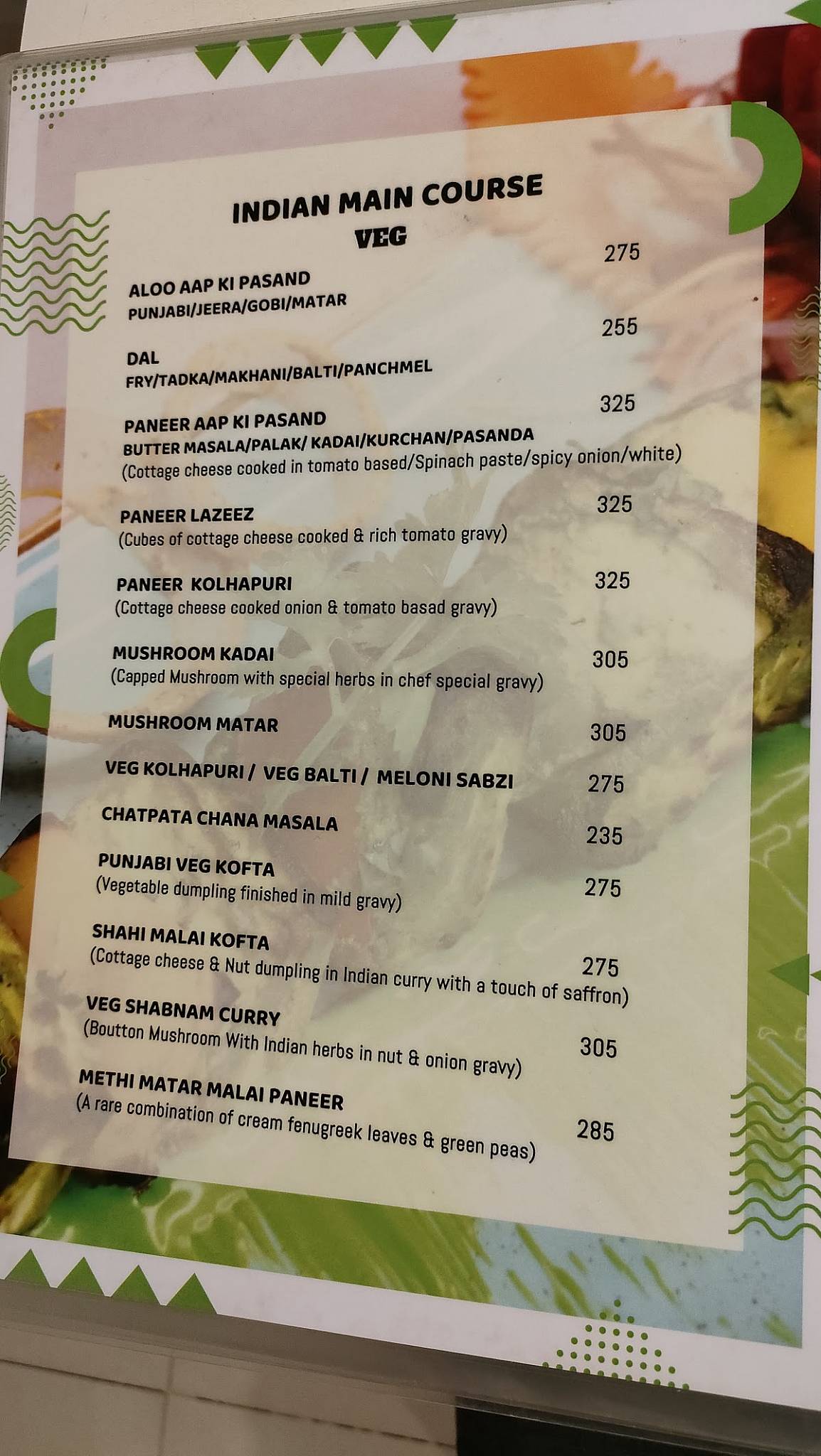 Sabooz Restaurant menu