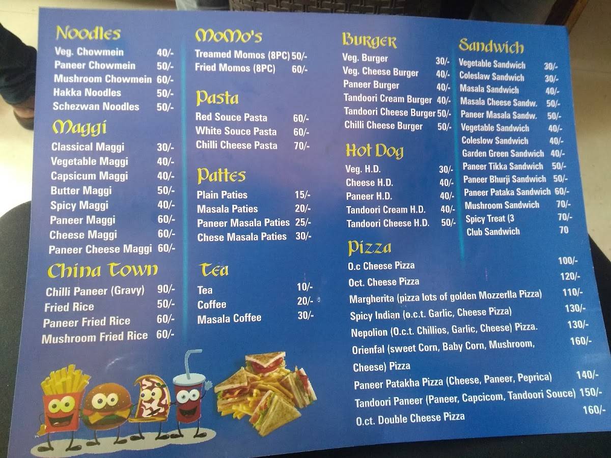 Bhukkad fast food corner menu