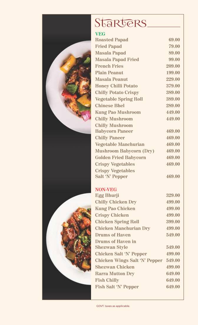 Big Banana Restaurant and Bar menu