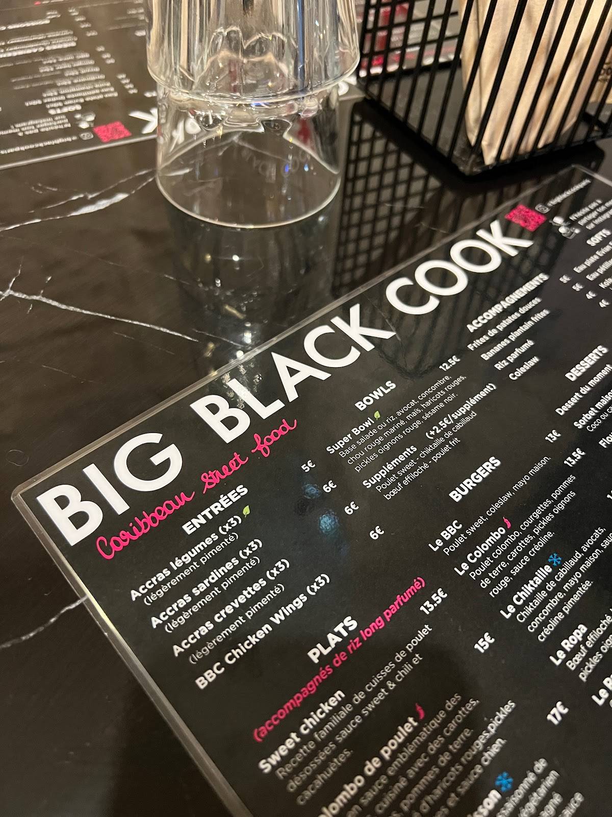 Меню ресторана Big Black Cook, Париж, 7 Rue Tiquetonne