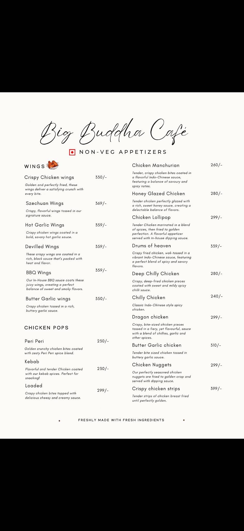 Big Buddha Cafe menu