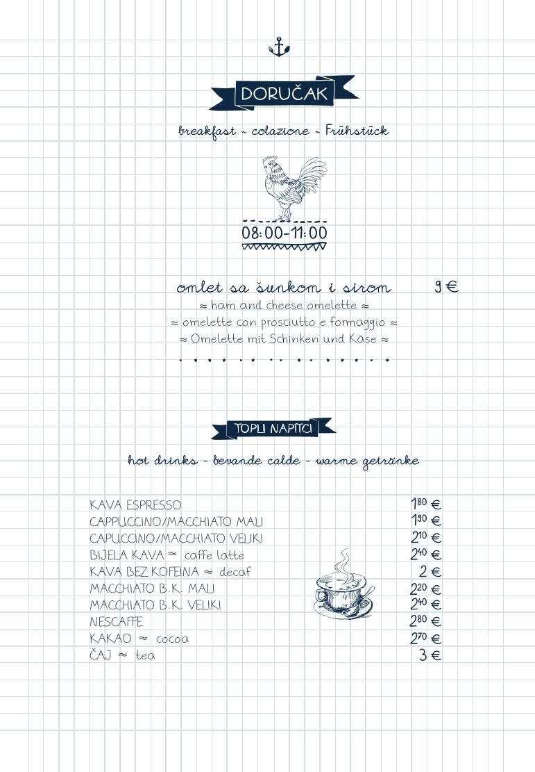 Menu di Bistro Mornar 