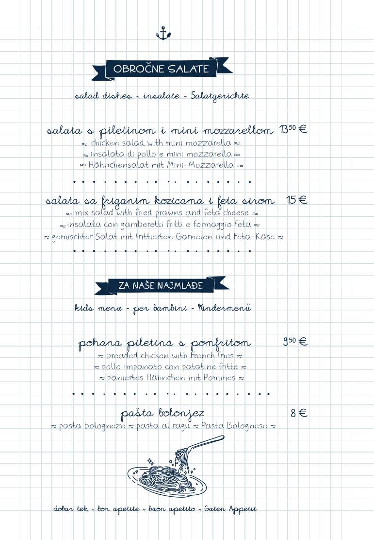 Menu di Bistro Mornar 