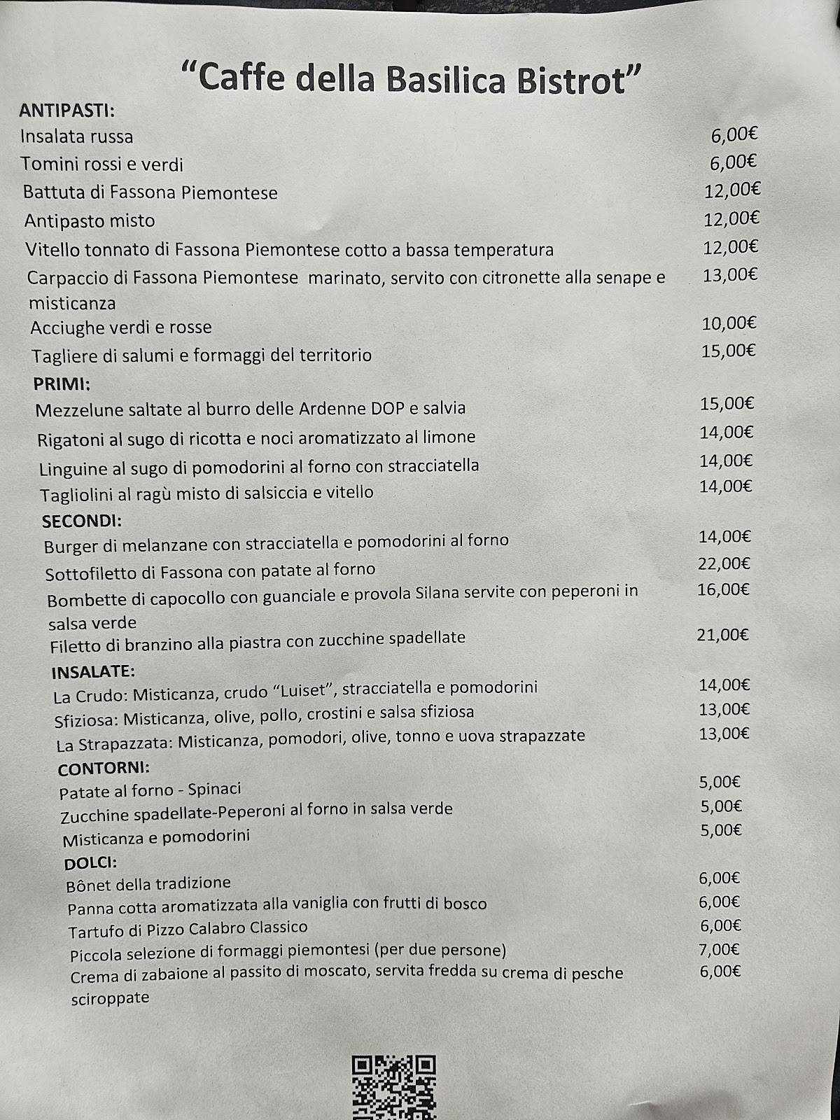Menu di Caffè della Basilica 