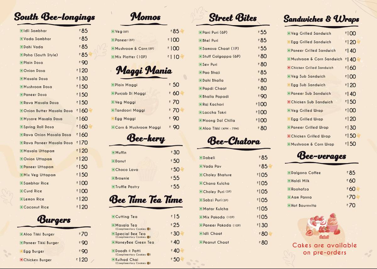 BitesBee - A Food Nest menu