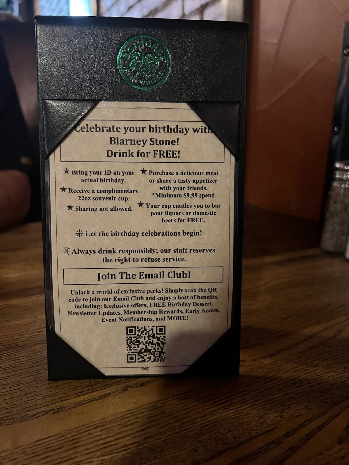 Menu at Blarney Stone Pub - Bismarck, Bismarck