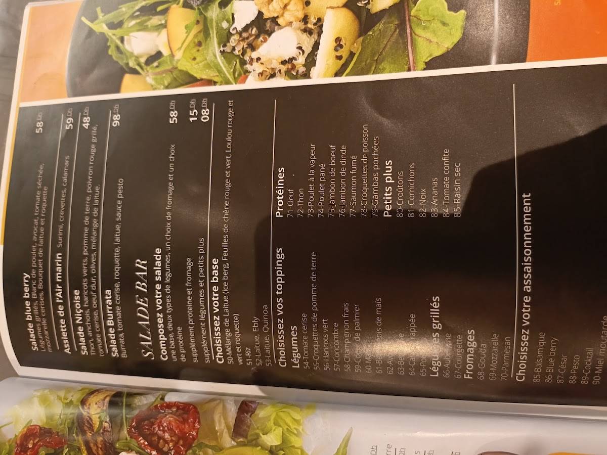 Menu de Blue Berry Rabat