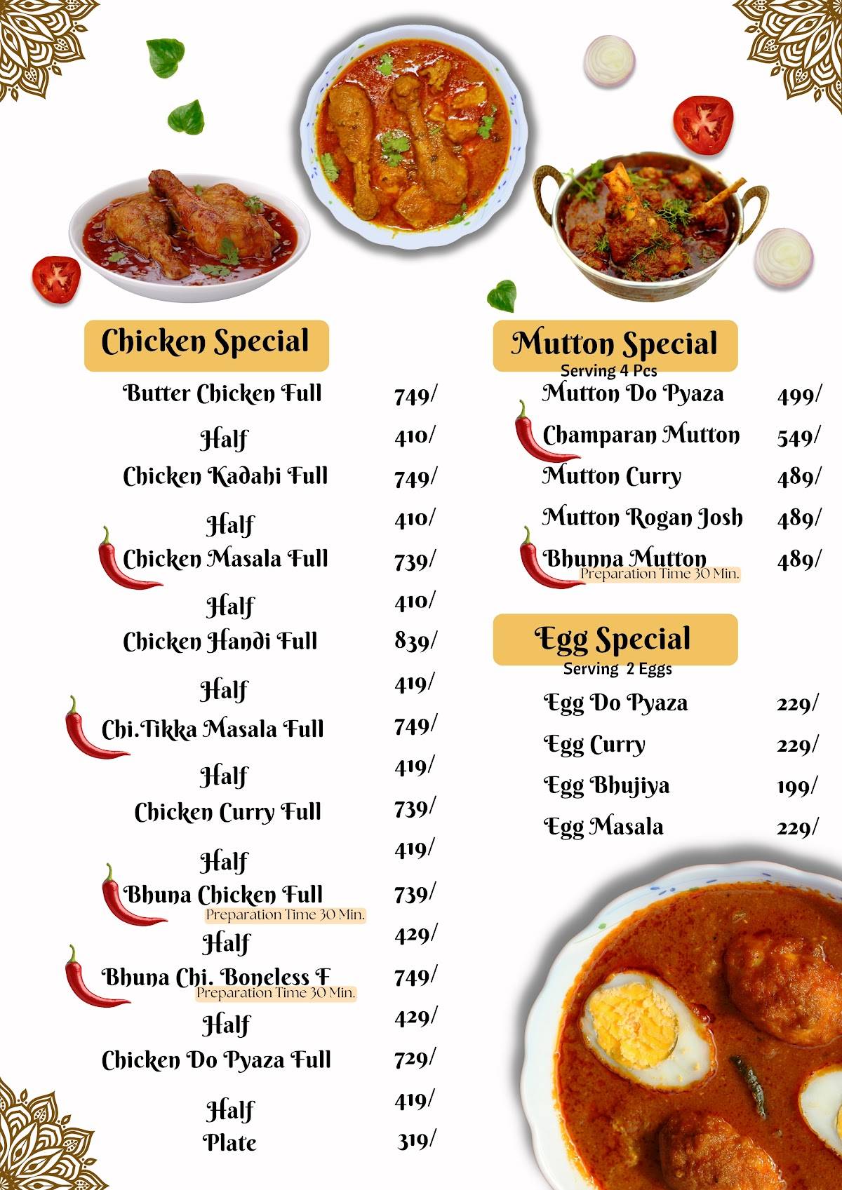 Boons menu
