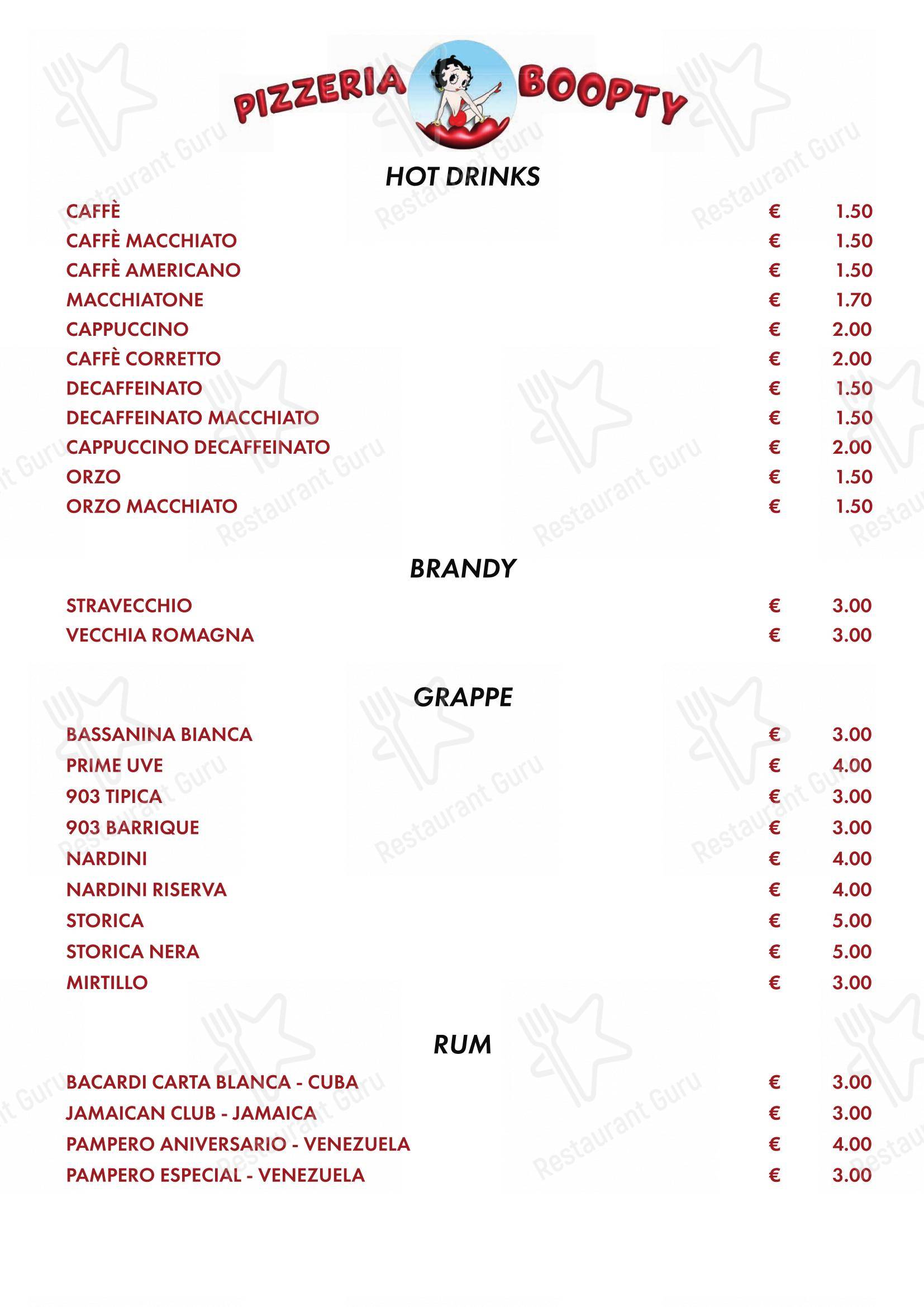 Menu per Boopty in Treviso