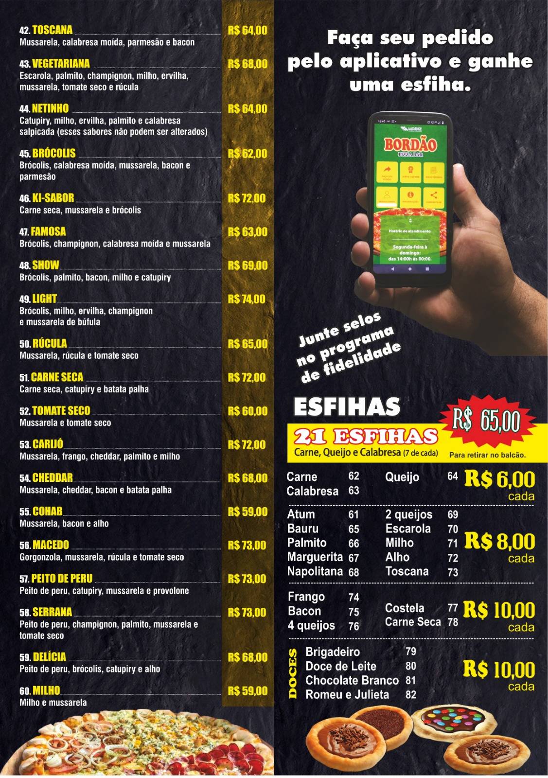 Bordão Pizzaria Itu cardápio