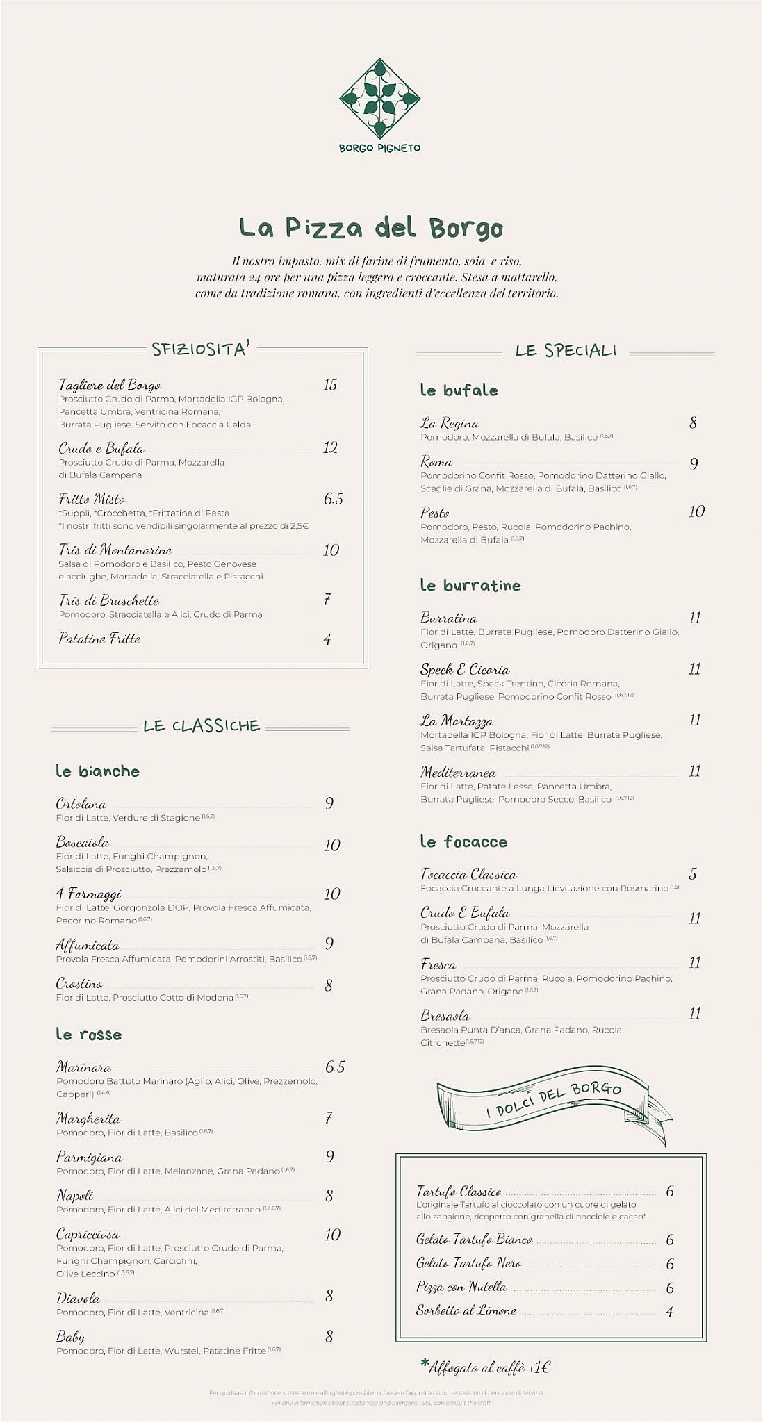 Menu di Borgo Pigneto 