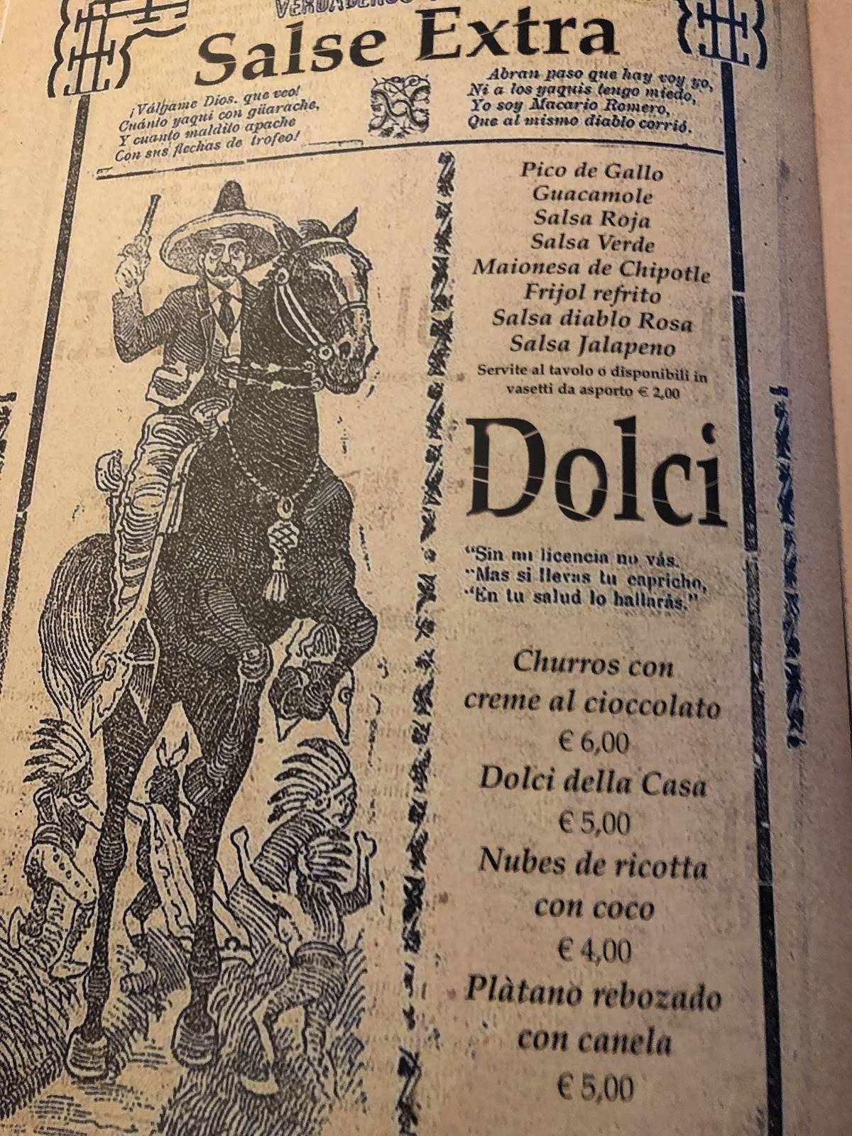 Menu di Garibaldi osteria 