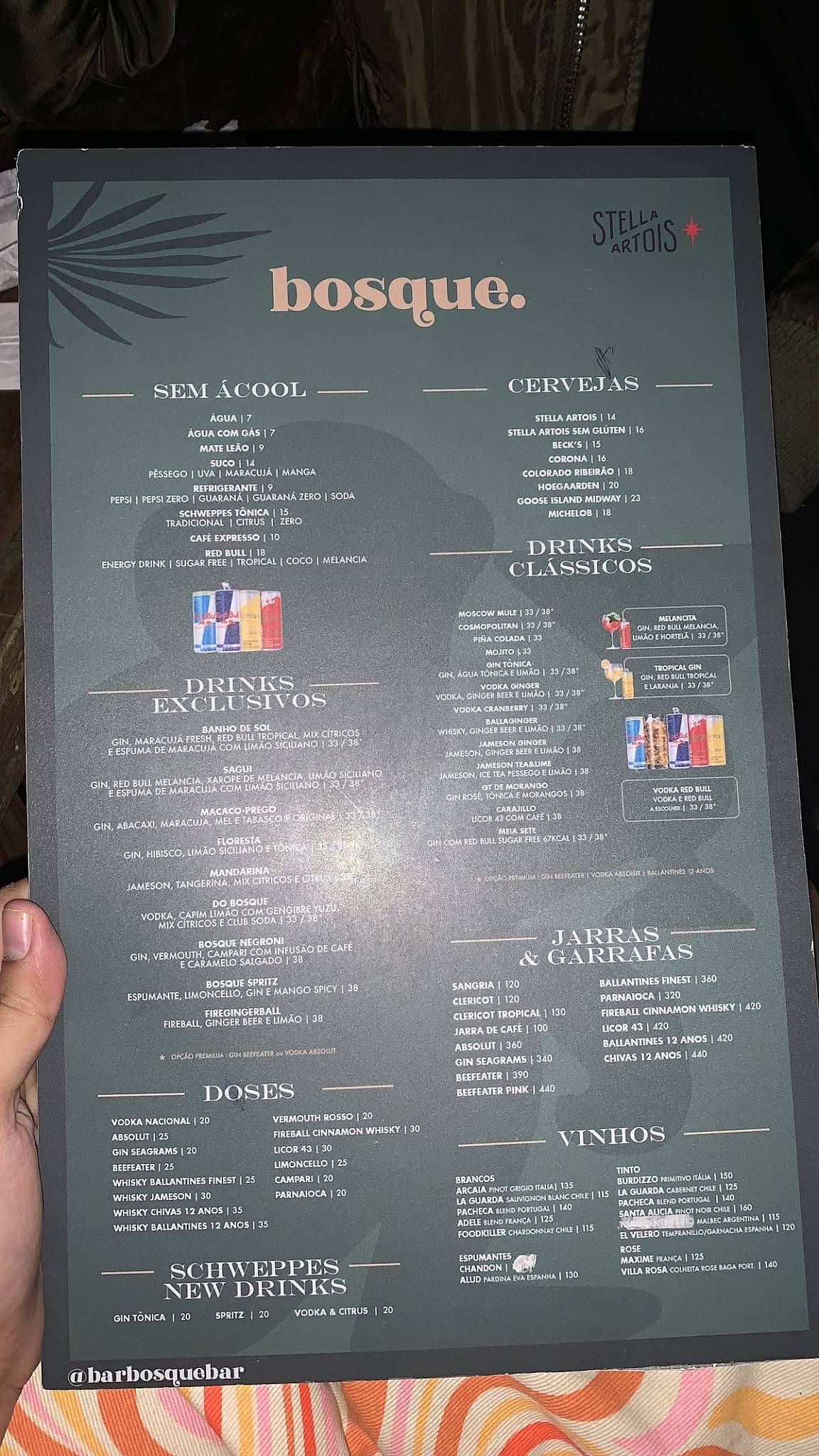Bosque Bar cardápio