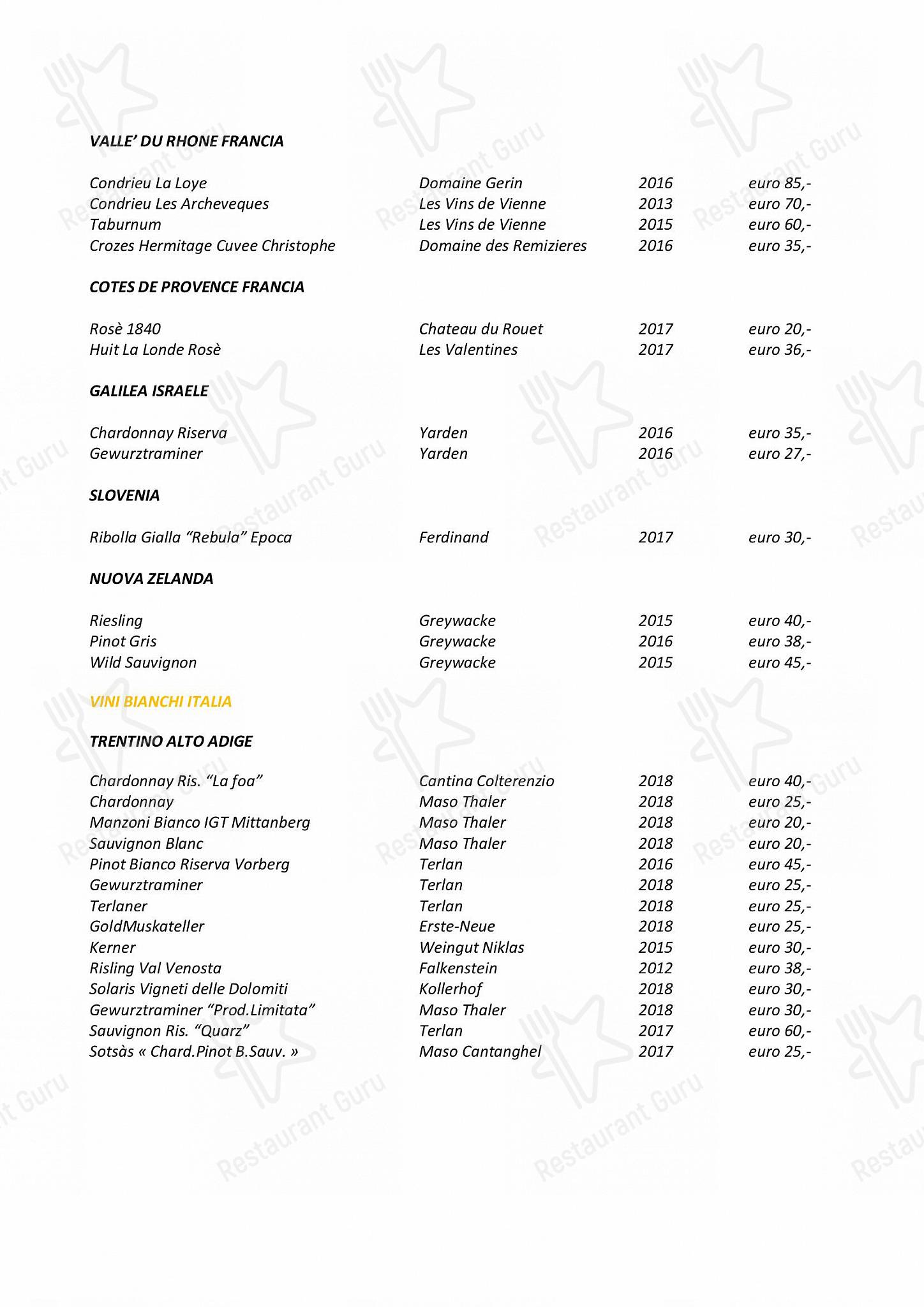 Wine Menu per Botero ristorante