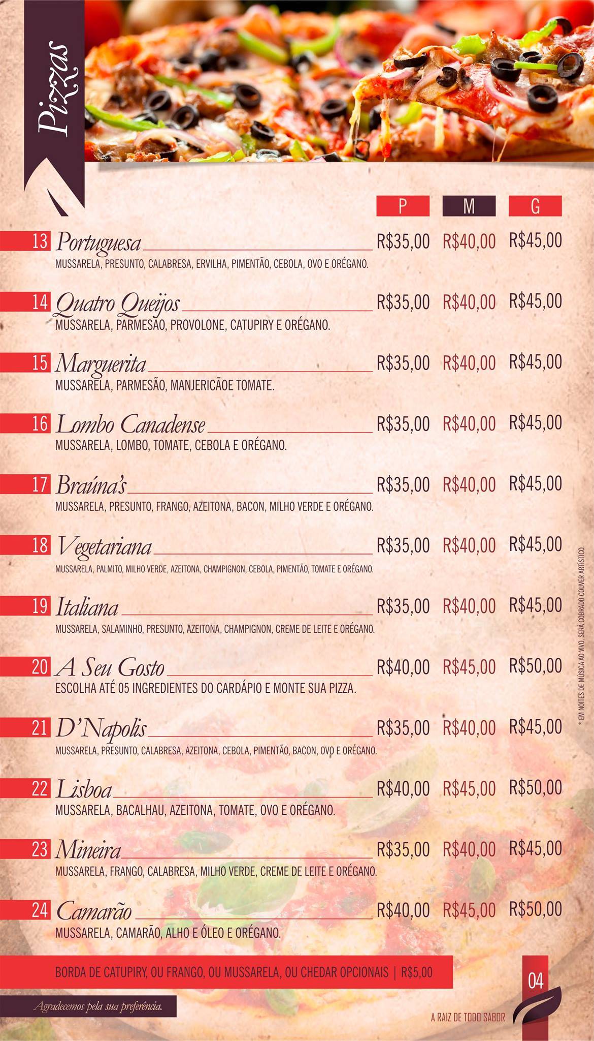 Braúnas Grill cardápio