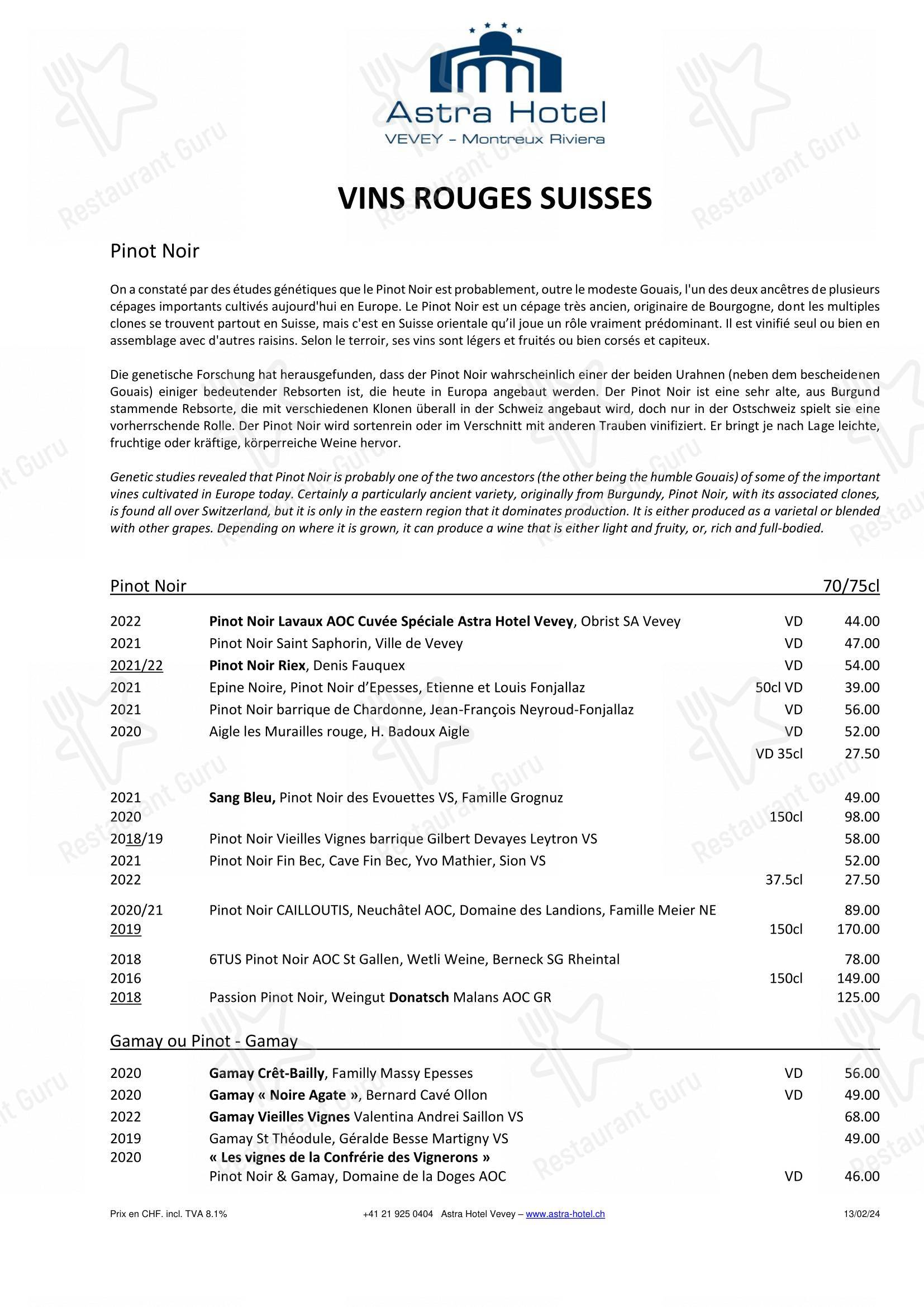 Brasserie La Coupole 1912 - Restaurant Resto Bar in Vevey - Крафт меню