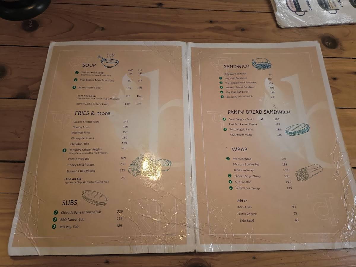 Breeze - The Rooftop Cafe menu