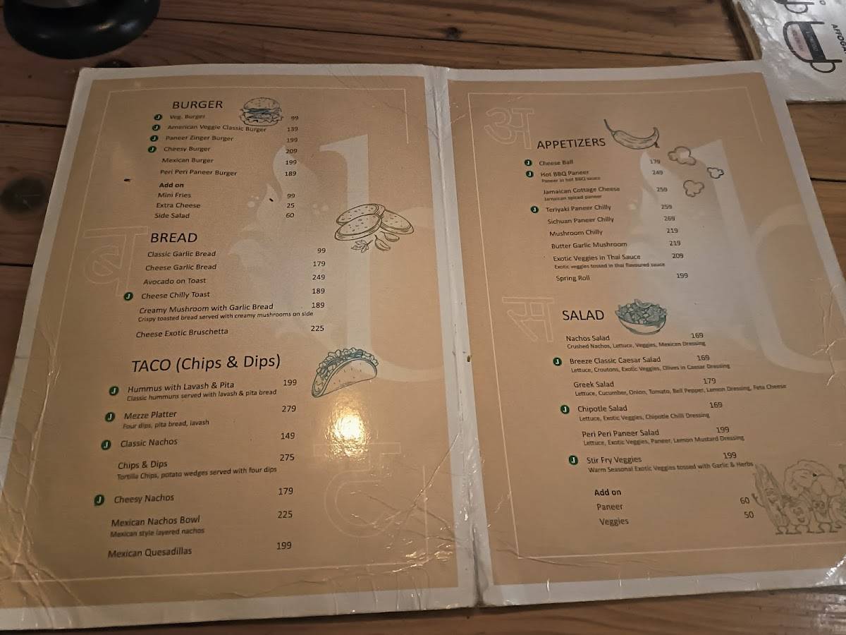 Breeze - The Rooftop Cafe menu